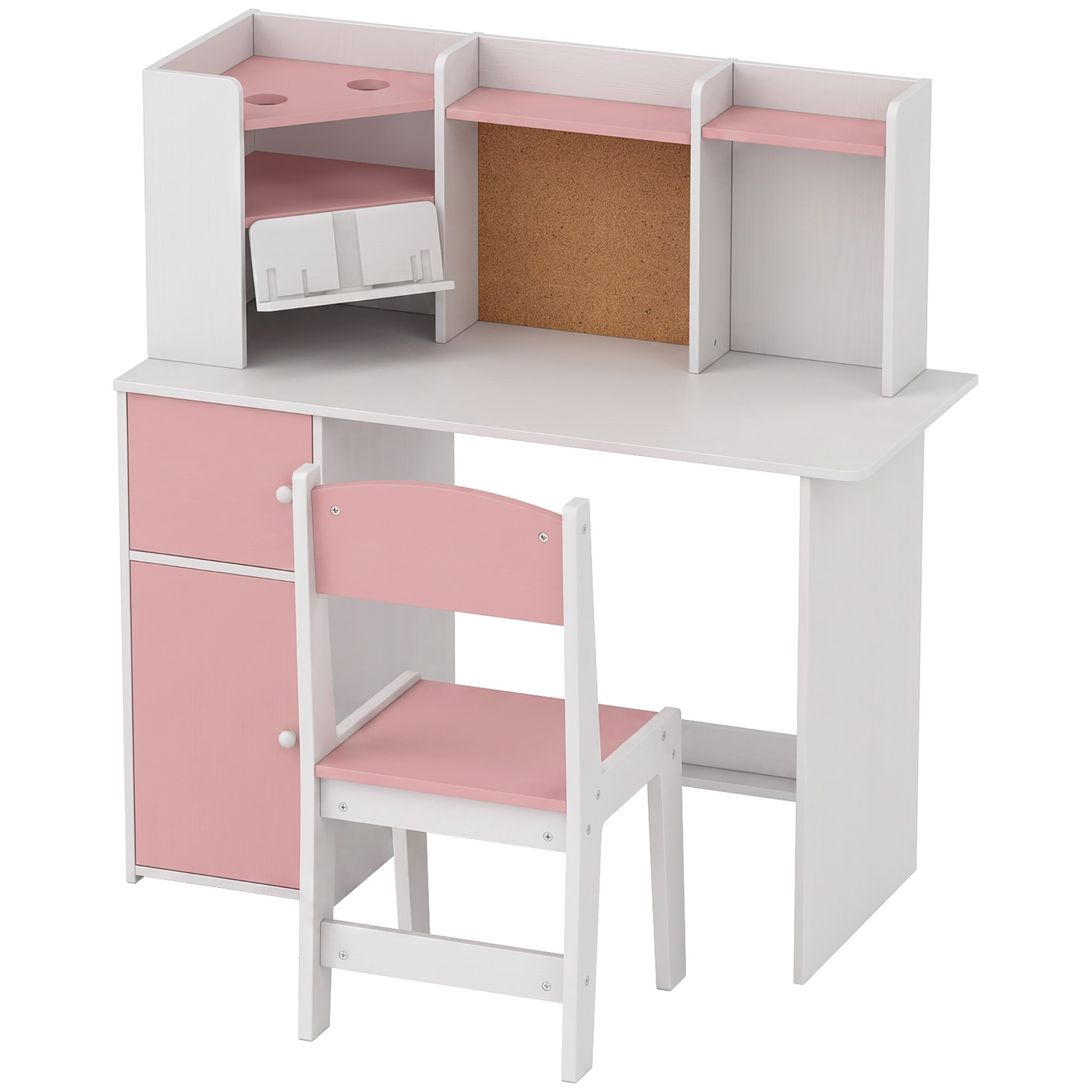 Bureau et Chaise Enfant avec Support Tablette Réglable, Porte-Stylo, Tableau en