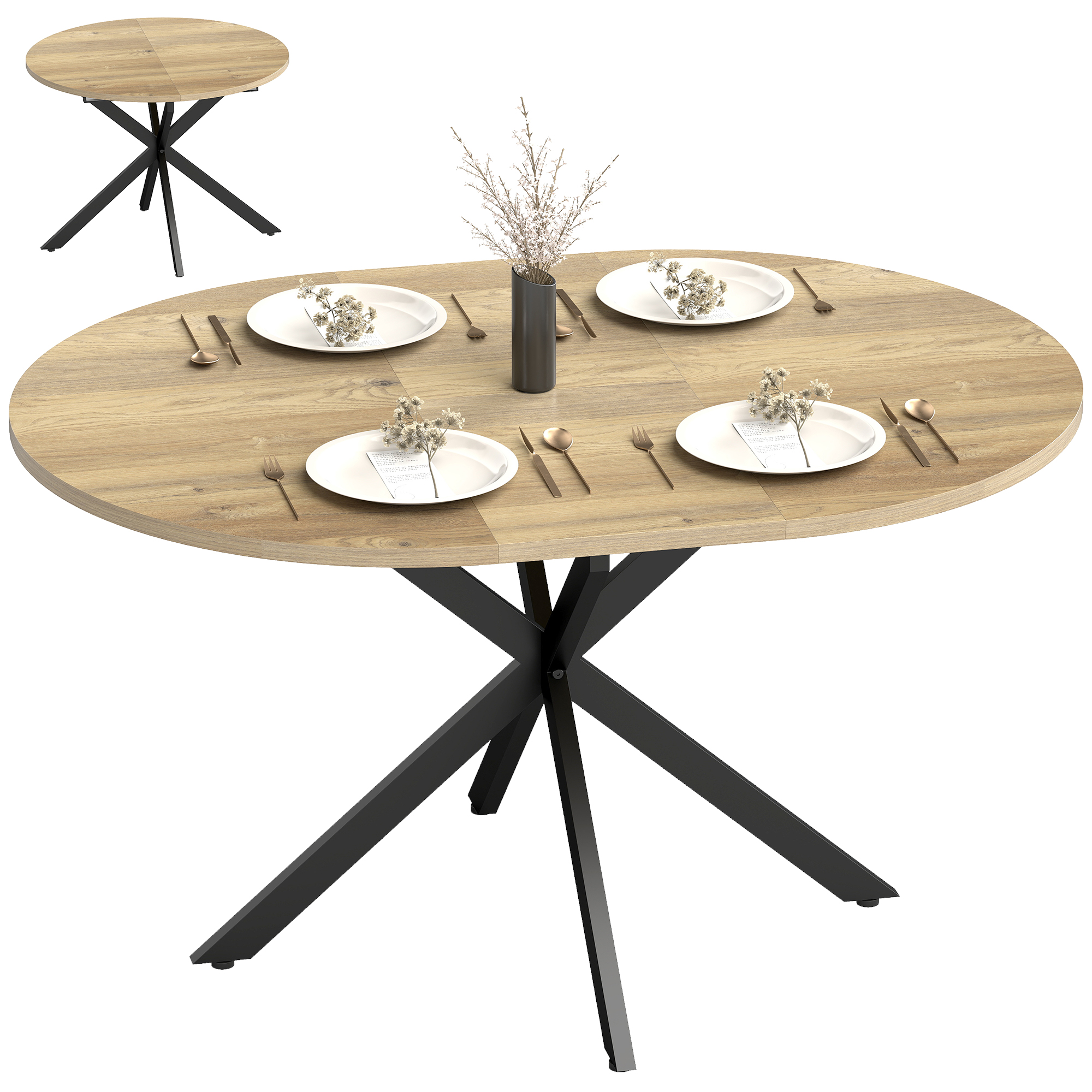 Table à manger extensible ovale pour 4 à