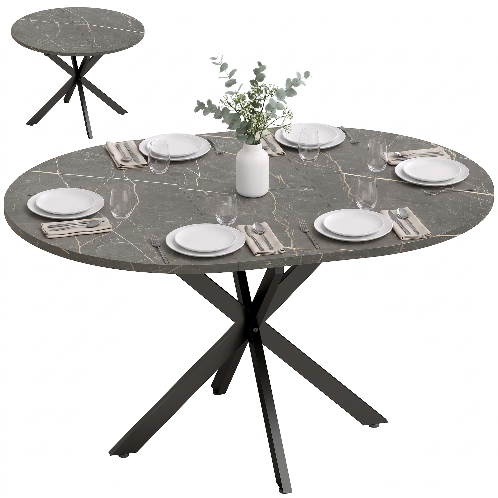 Table à manger extensible ovale pour 4 à