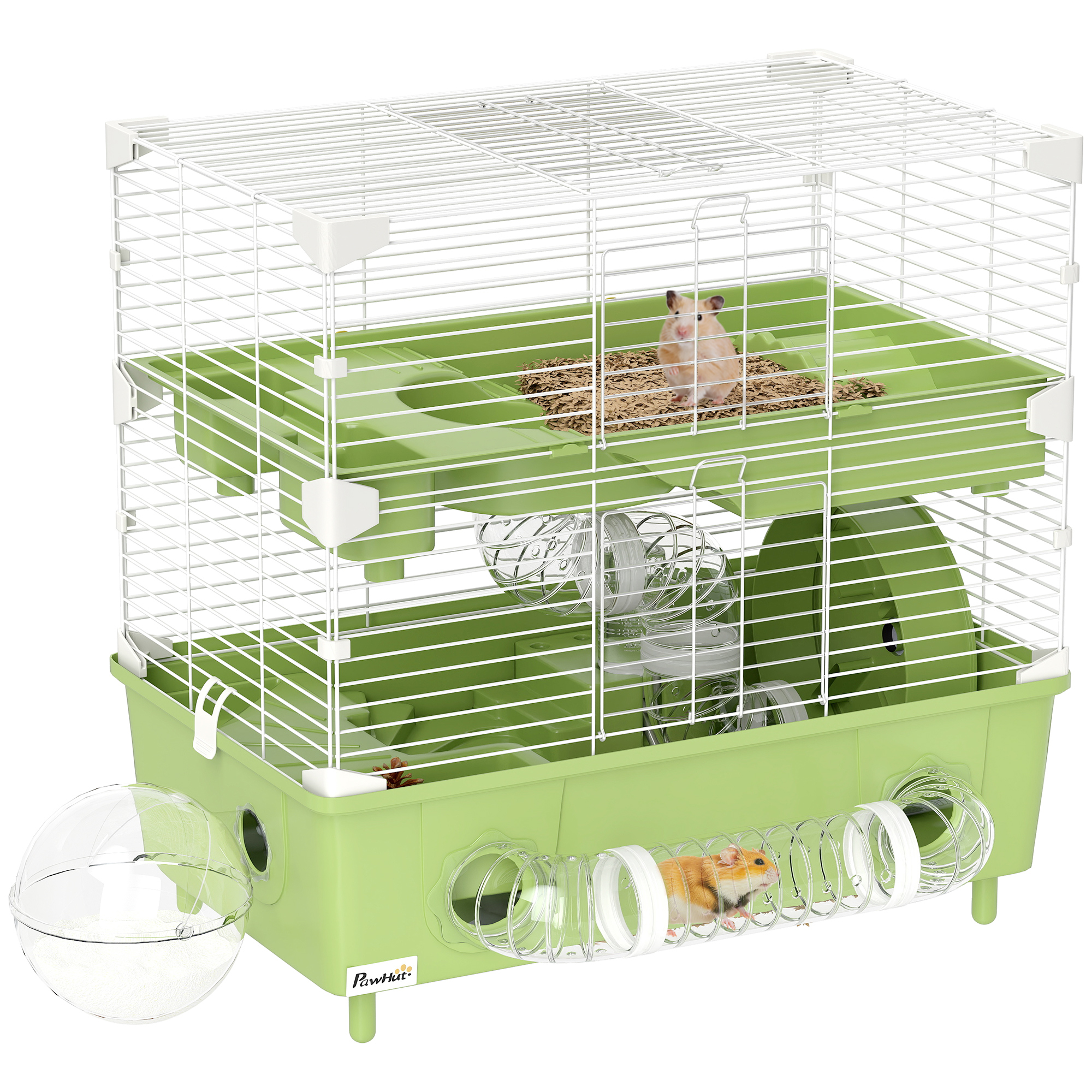 Cage pour hamster à 2 niveaux avec roue