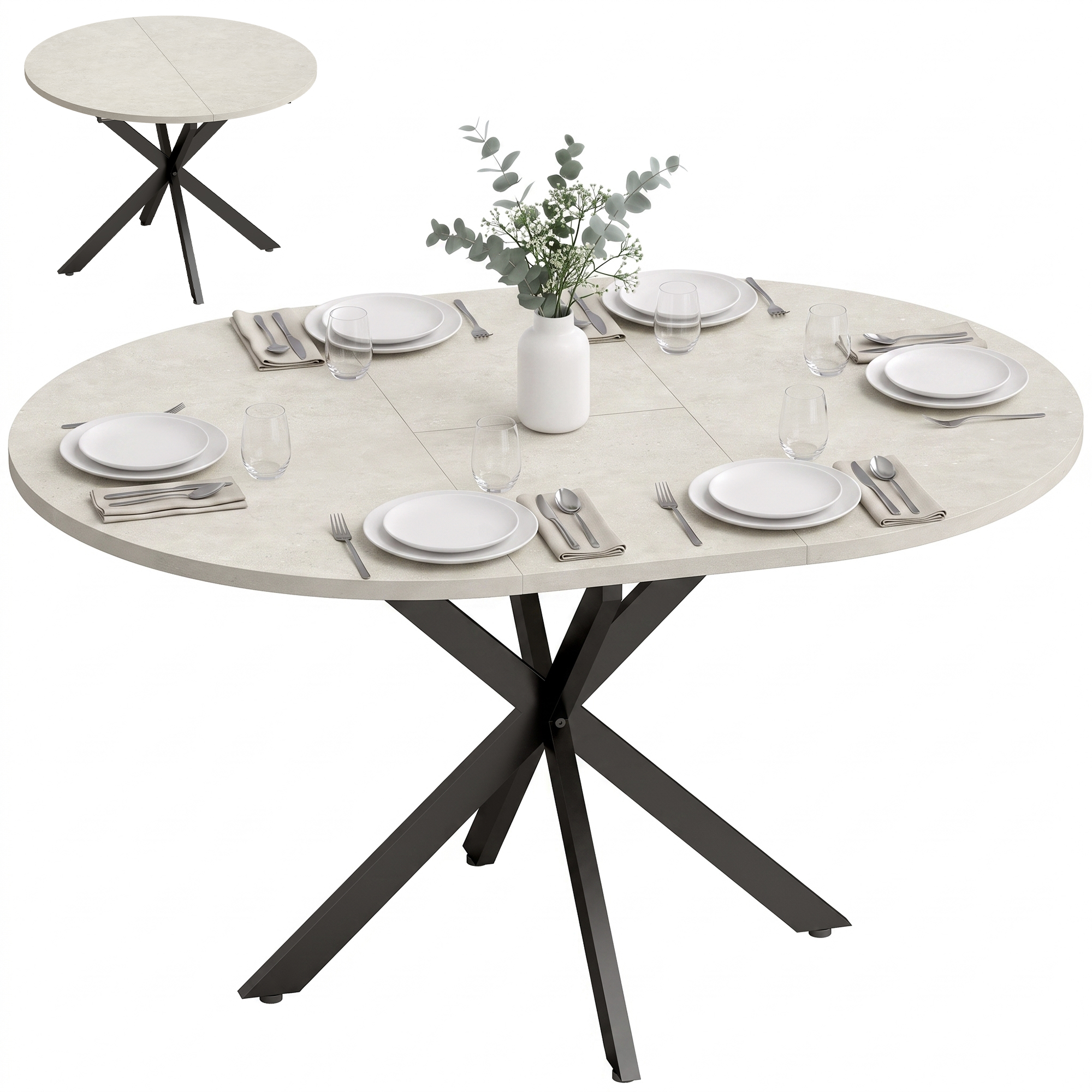 Table à manger extensible ovale pour 4 à