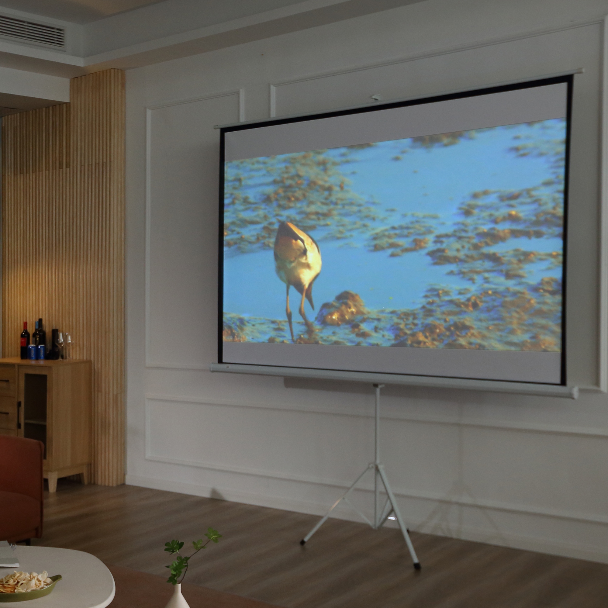 100-Zoll-Leinwand 4K HD 4:3 mit faltbarem Stativ und Höhenverstellung, tragbare Leinwand, 160 Zoll Weitwinkel, für Heimkino, Outdoor, Weiß_voghion.com