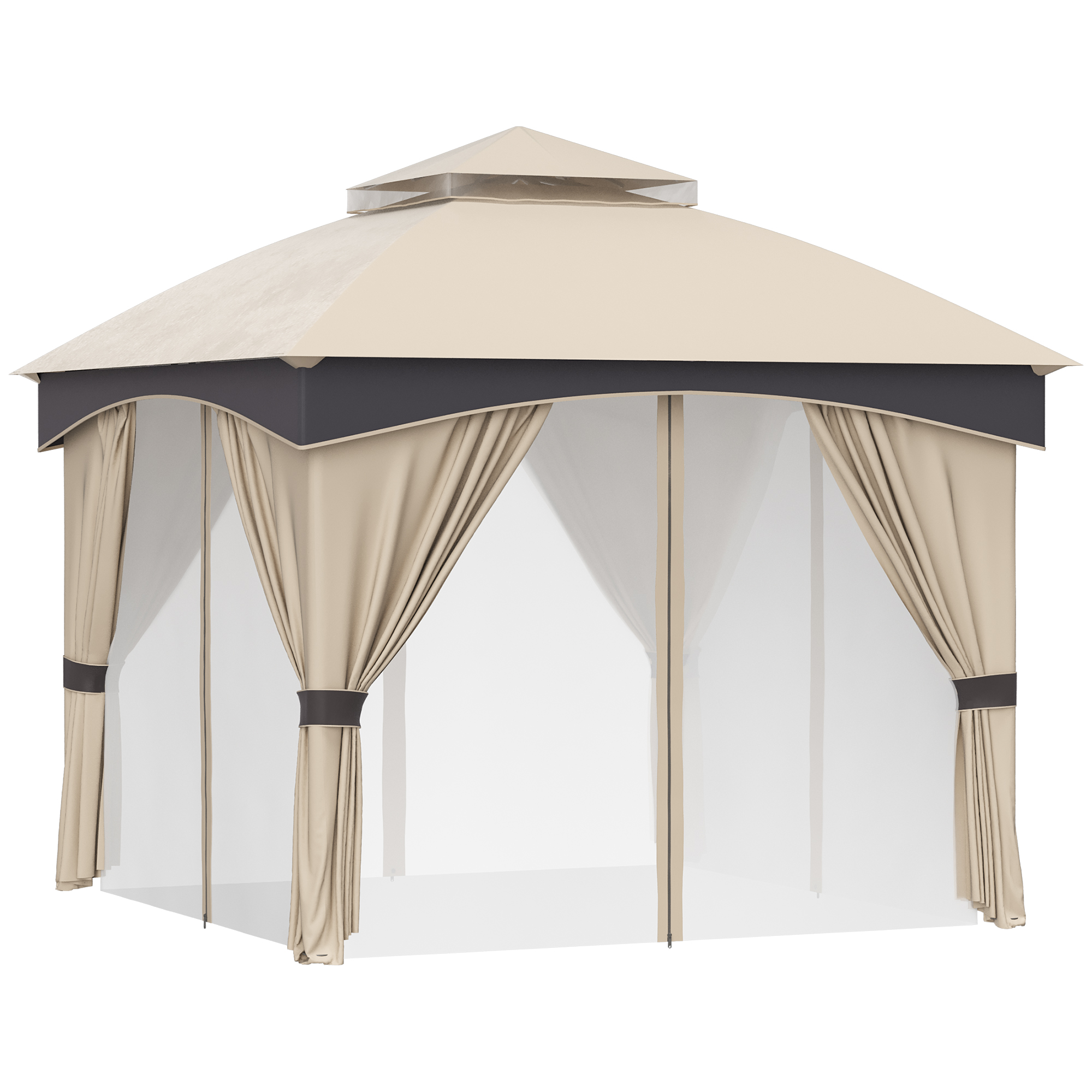 Gazebo Irovami 3x3m beige/gris vue générale