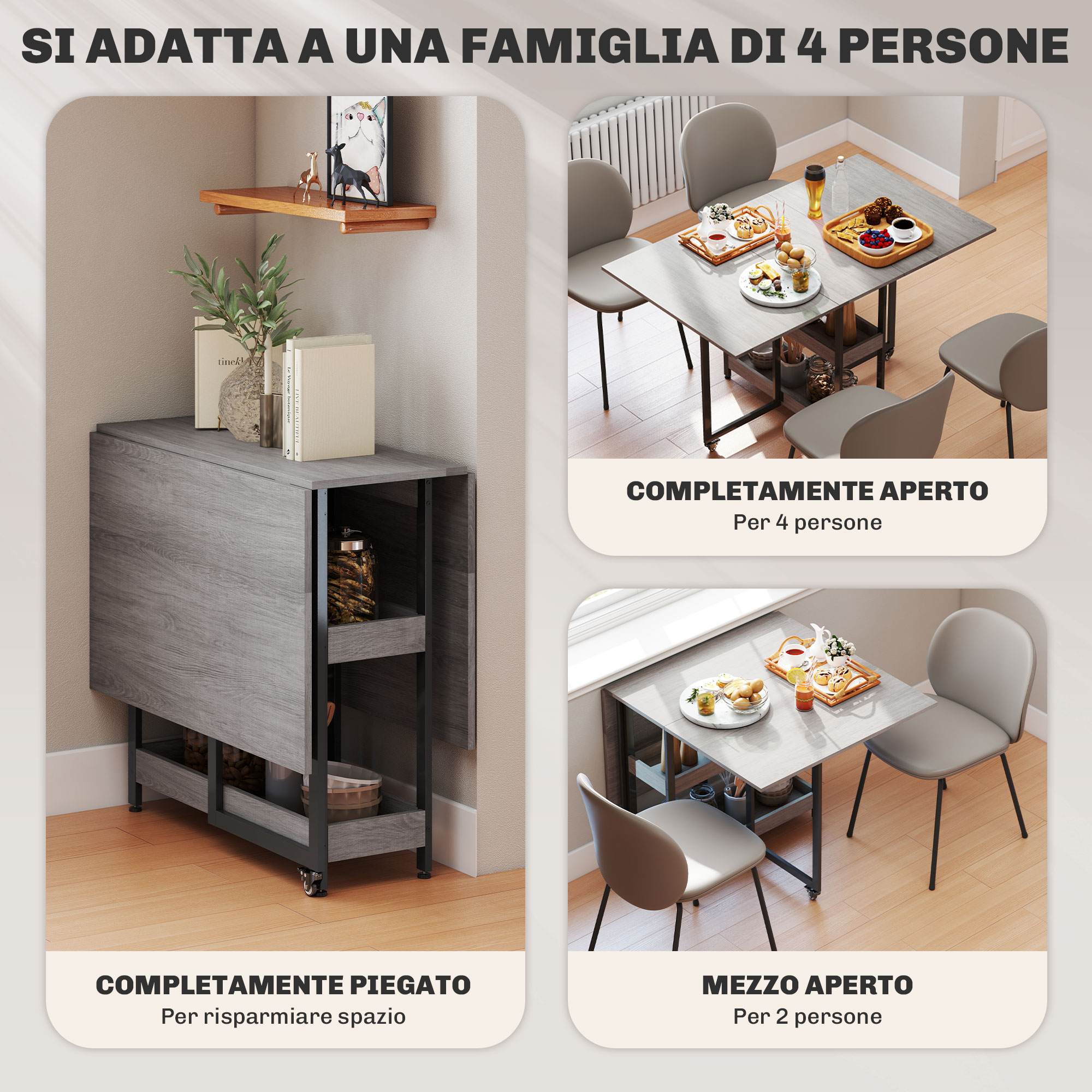 Mesa completamente abierta para 4 personas
