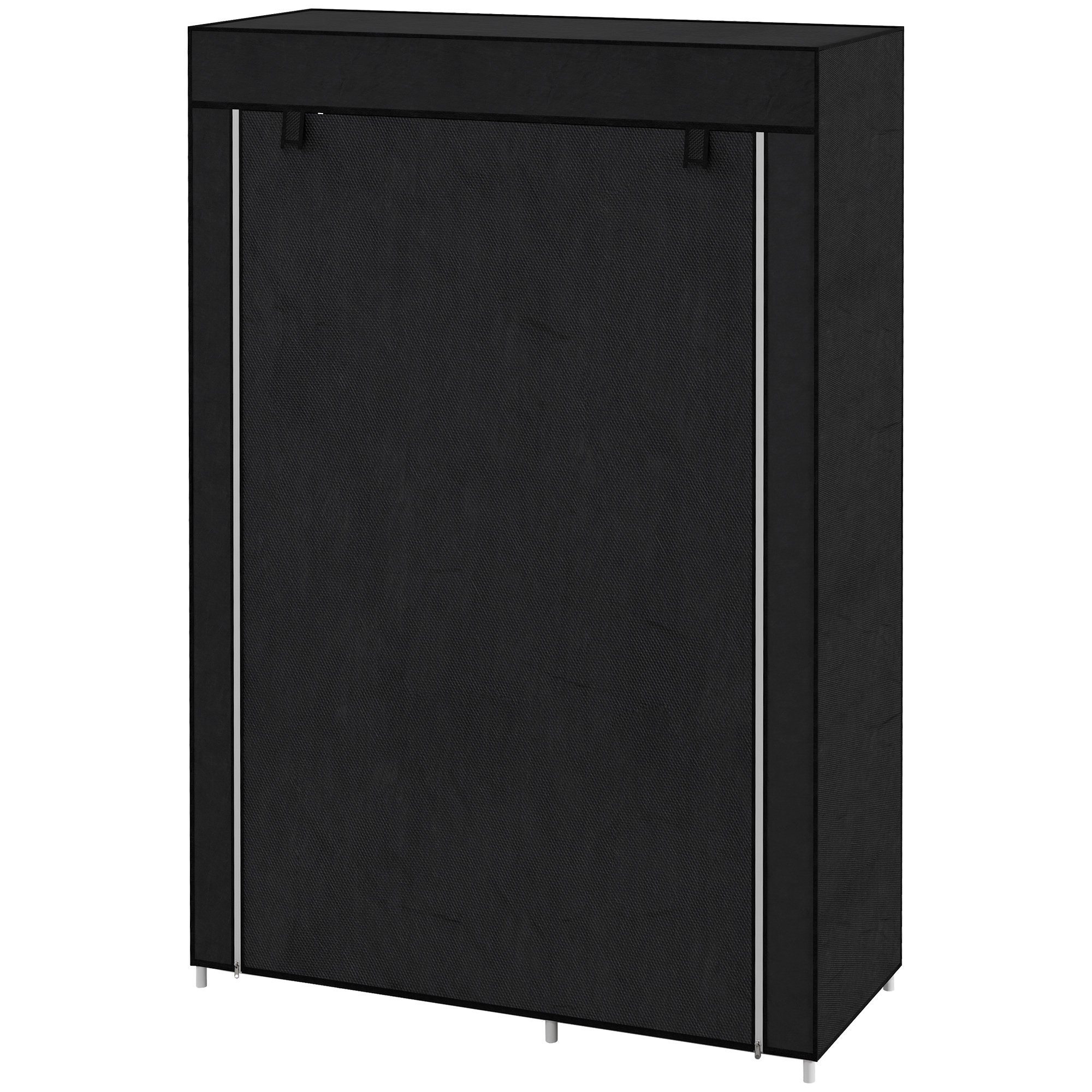 Armoire portable en tissu, 6 étagères + 1 tringle + porte à charnières, 103 x 43 x 162,5 cm, noire_voghion.com