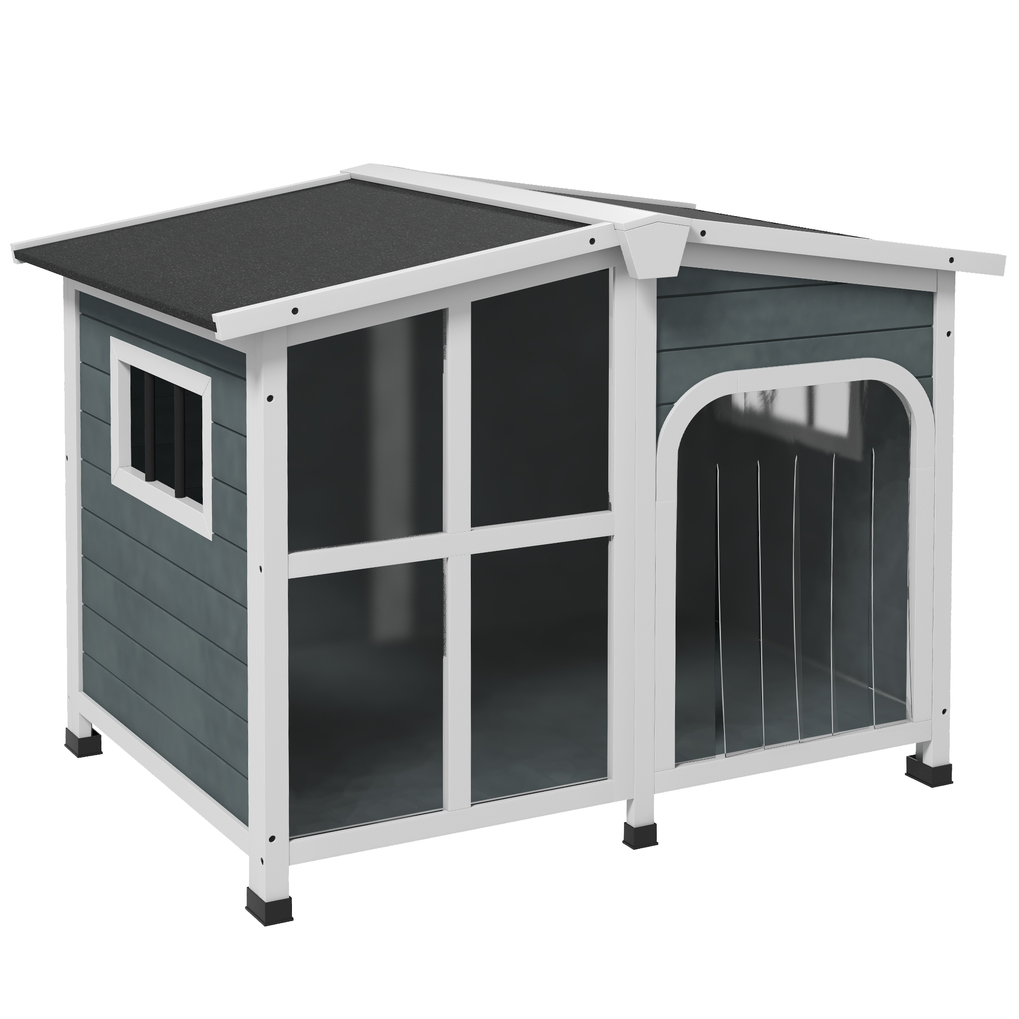 para Perros Pequeños Con Techo Abatible Frontal De Acrílico Y Fondo Extraíble 101x66,5x70,5 Cm Gris Oscuro_voghion.com