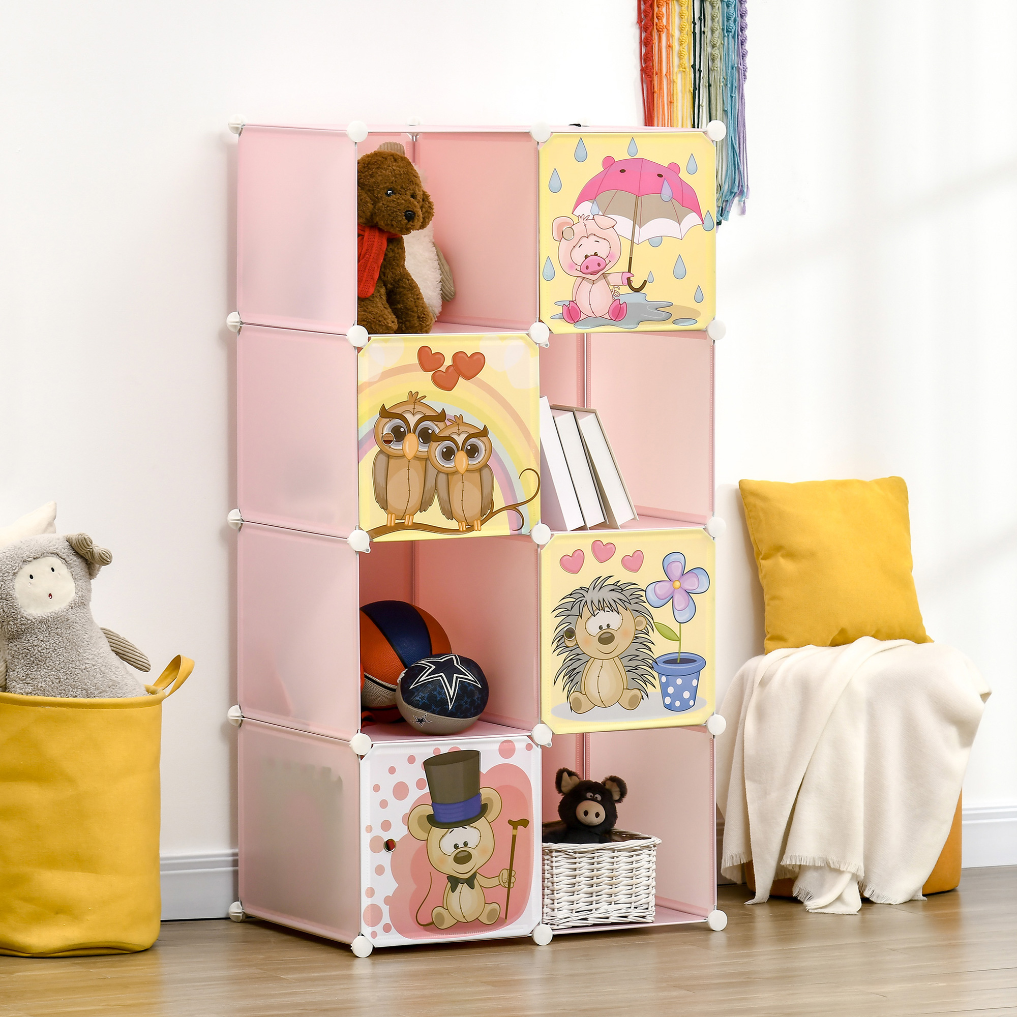 Détail des cubes, motifs animaliers et structure acier