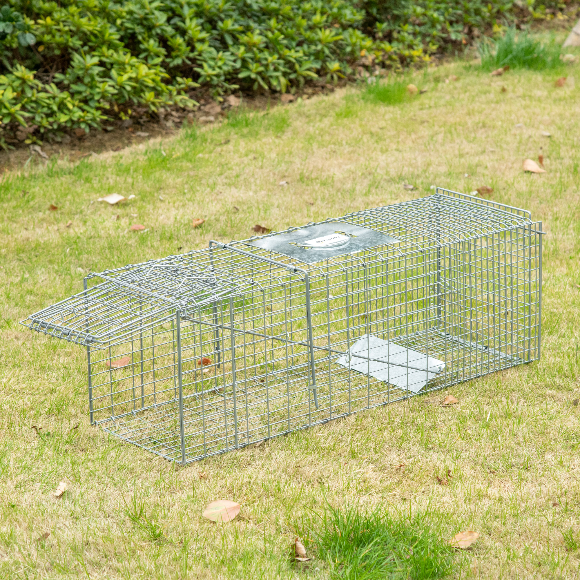 Trampa Para Animales Vivos Plegable 93x31x34,5 Cm Jaula De Captura De Alambre Con Puerta Y Asa Para Conejos Plata_ecoleips.com