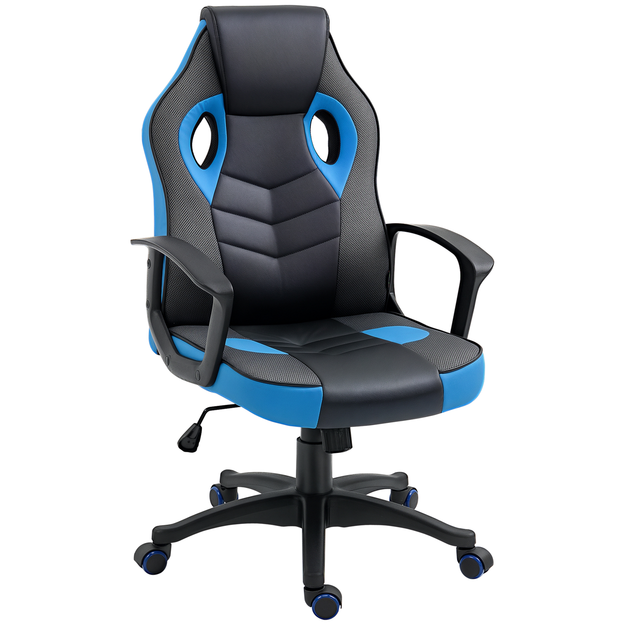 Ergonomie de jeu Vinsetto Sedia. Poltrona Da Ufficio Girevole Con Rotelle In Pelle PU Nera E Blu. Altezza Regolabile_voghion.com
