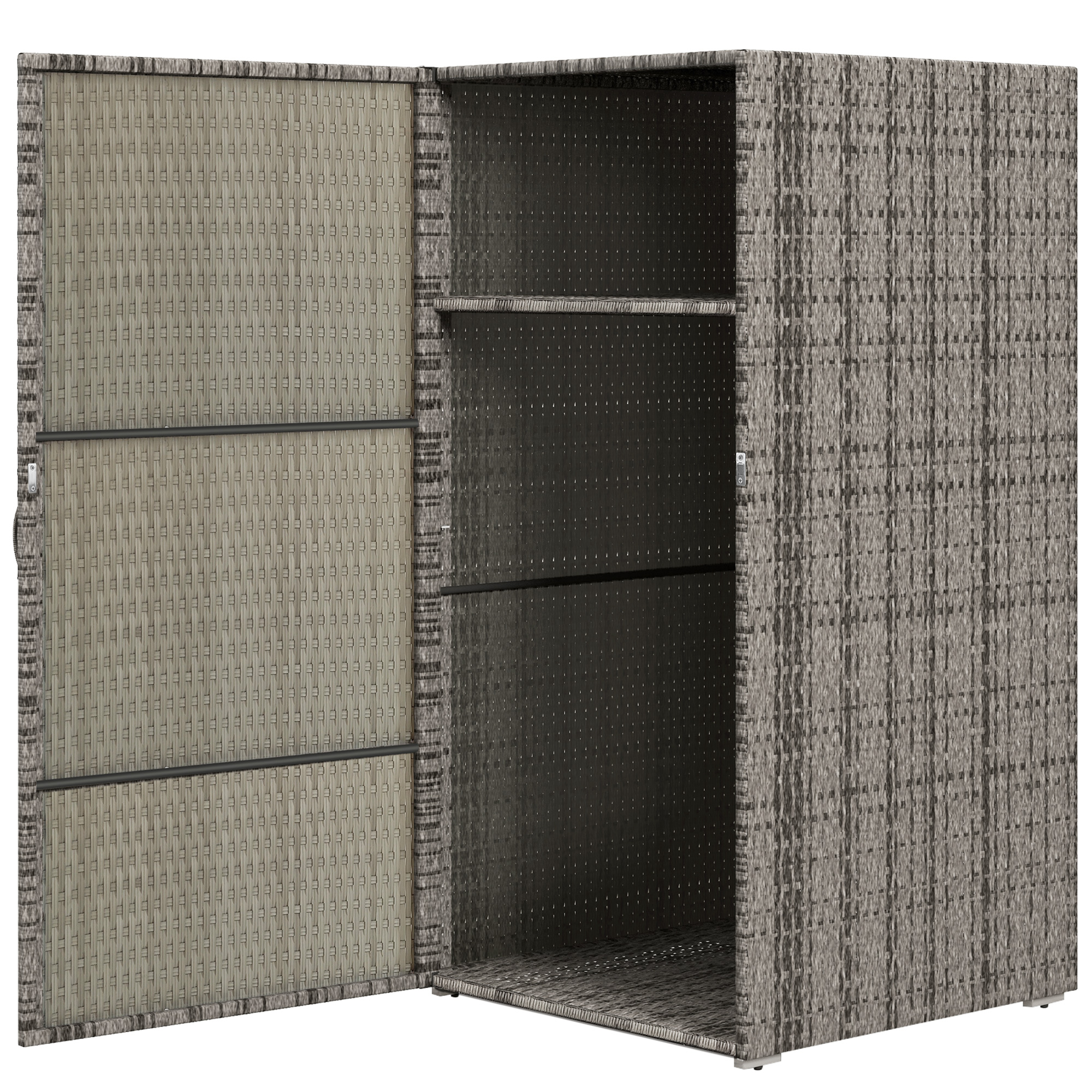 Armoire de jardin Irovami rotin PE grise vue générale