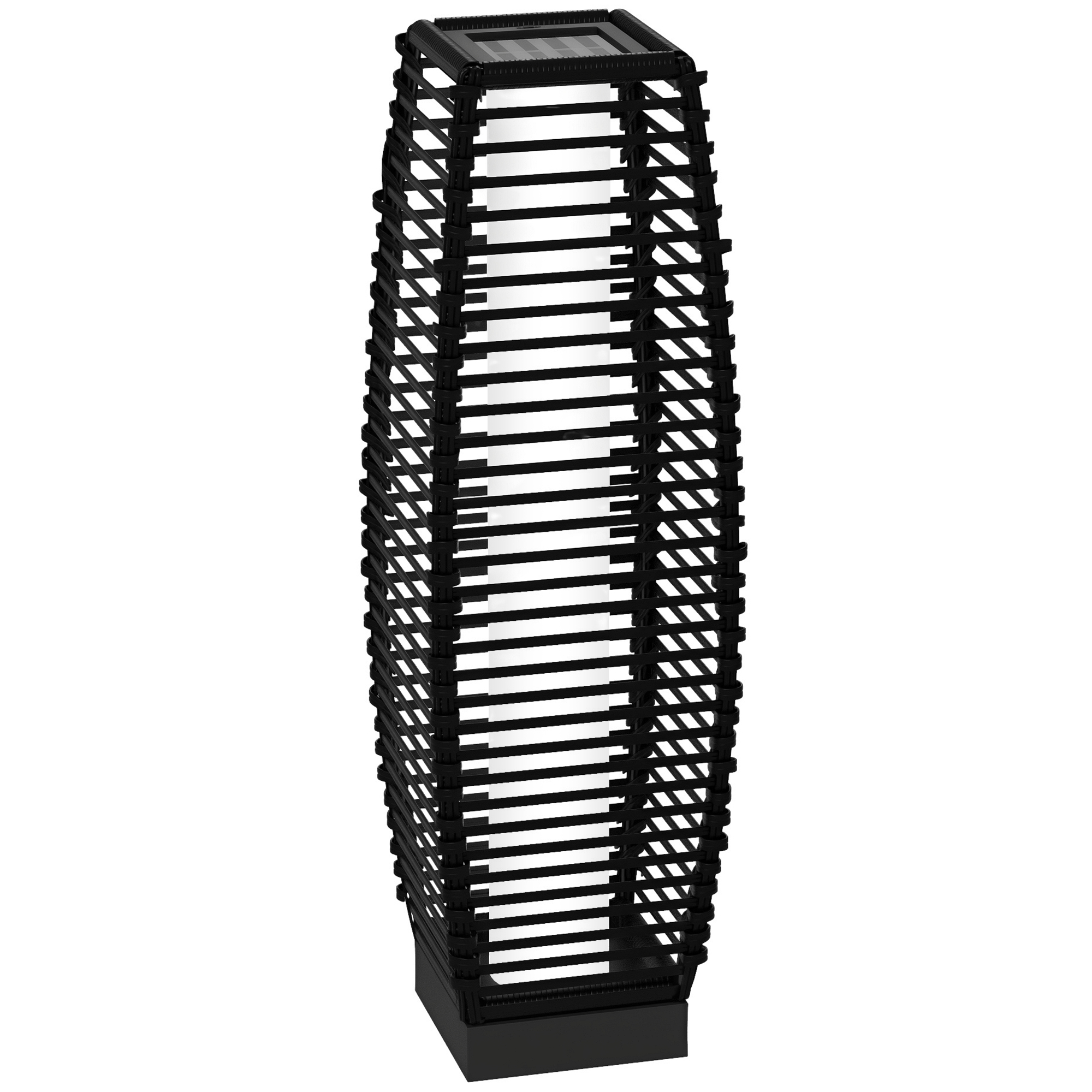 Solar Floor Lamp, Outdoor Rattan Garden Lantern Pathway Light & Decorative Driveway Lighting, Black