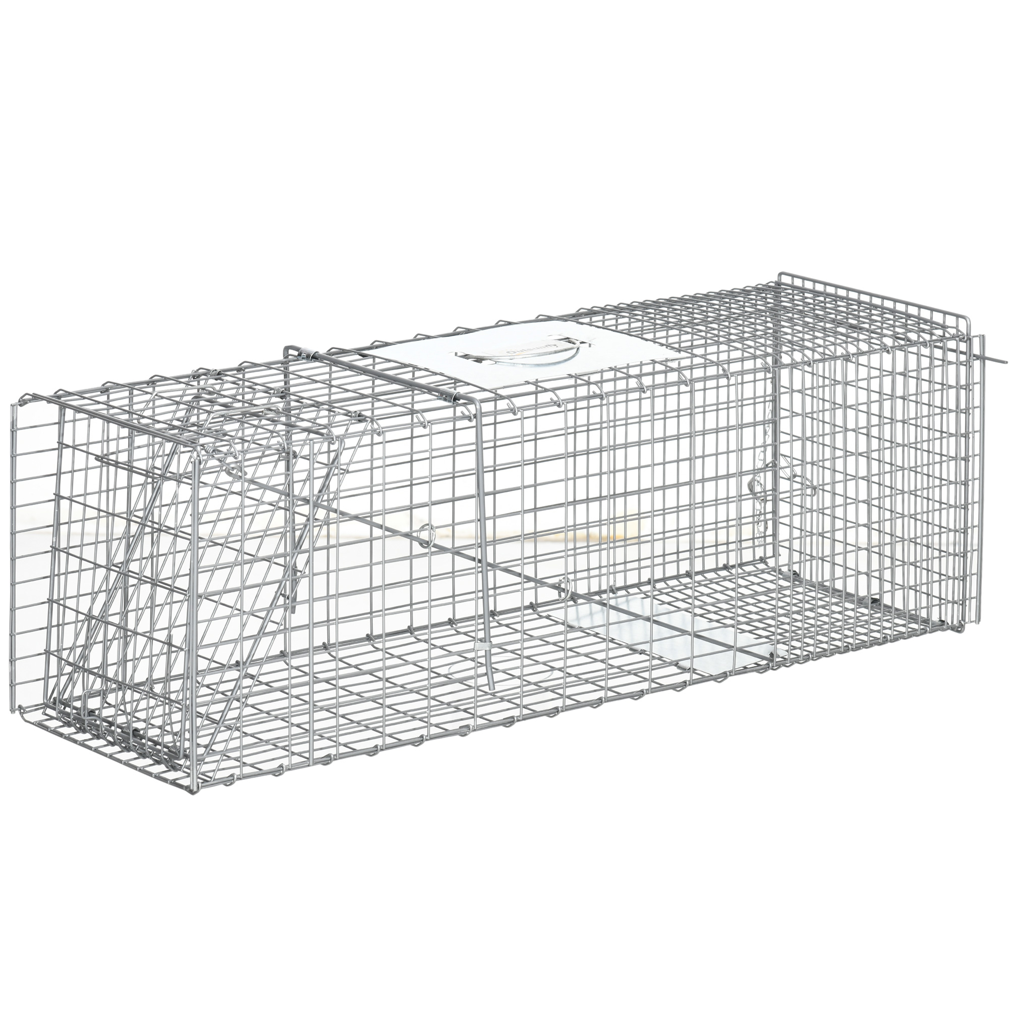Trampa Para Animales Vivos Plegable 93x31x34,5 Cm Jaula De Captura De Alambre Con Puerta Y Asa Para Conejos Plata_ecoleips.com