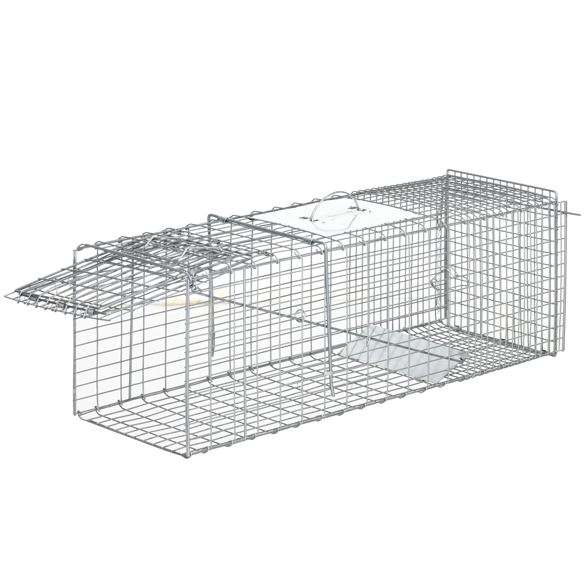 Trampa Para Animales Vivos Plegable 93x31x34,5 Cm Jaula De Captura De Alambre Con Puerta Y Asa Para Conejos Plata_ecoleips.com
