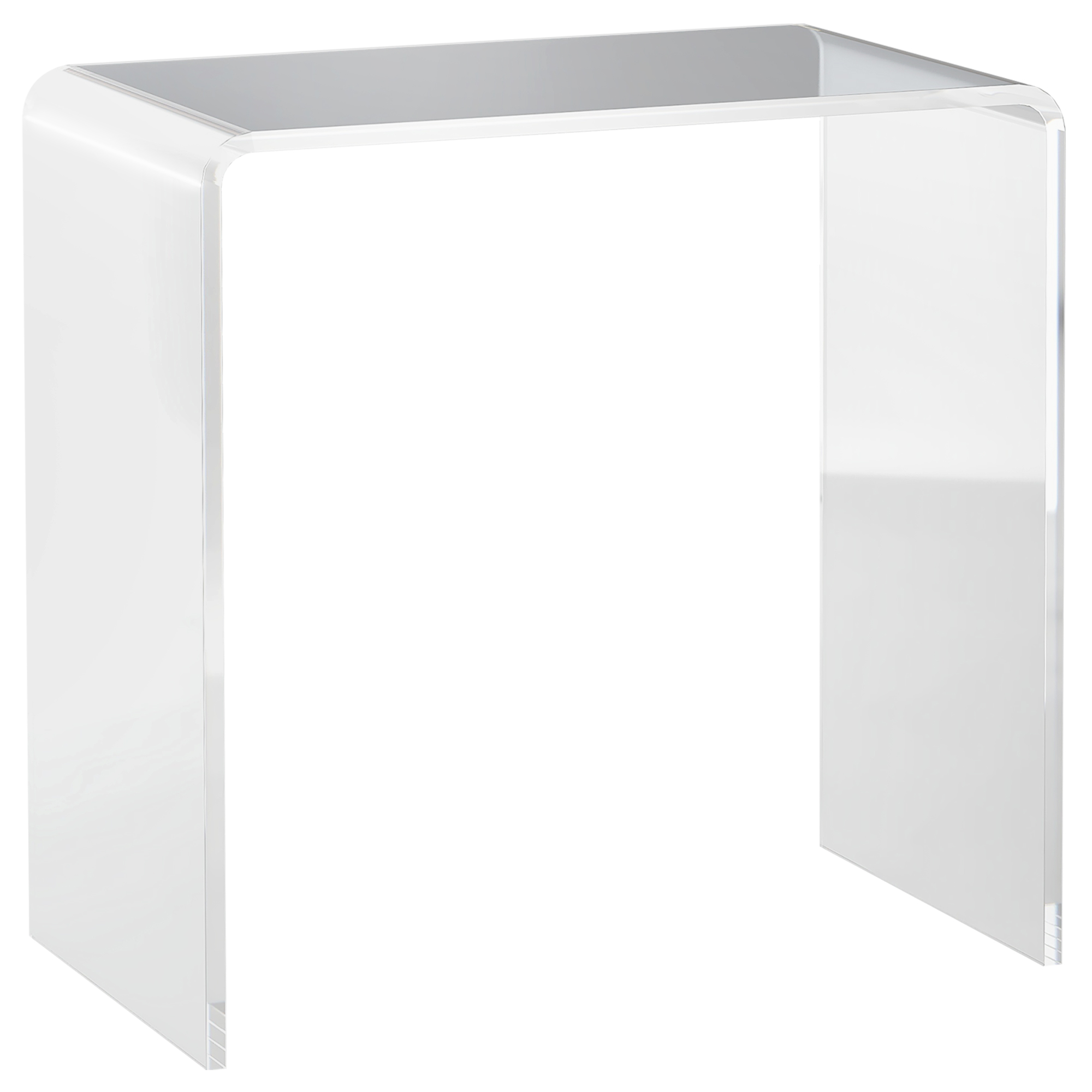 Modern Acrylic End Table, Waterfall Side Table with Rounded Edges and Storage for Small Spaces, 21" x 12" x 21", Clear