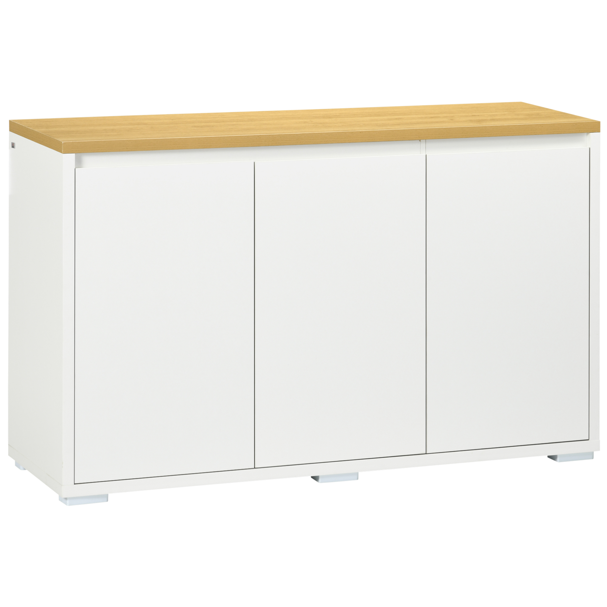 Aparador De Salón Mueble Auxiliar De Cocina Con 3 Puertas Y Estantes Ajustables Para Comedor Entrada 120x37x75 Cm Blanco_voghion.com