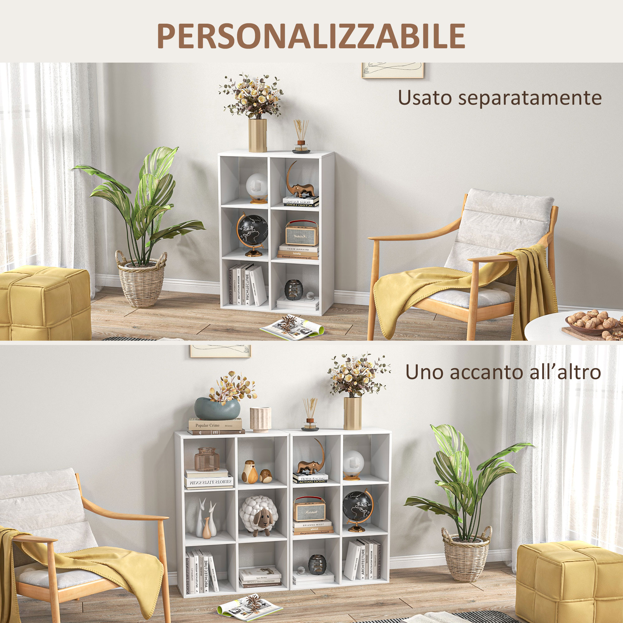 6 cubos de almacenamiento individuales