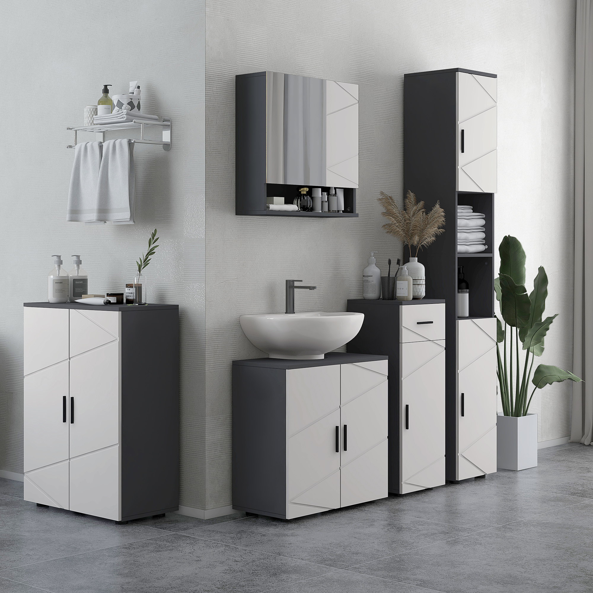 Mobiletto alto da bagno Irovami - dettaglio decorazioni a rilievo