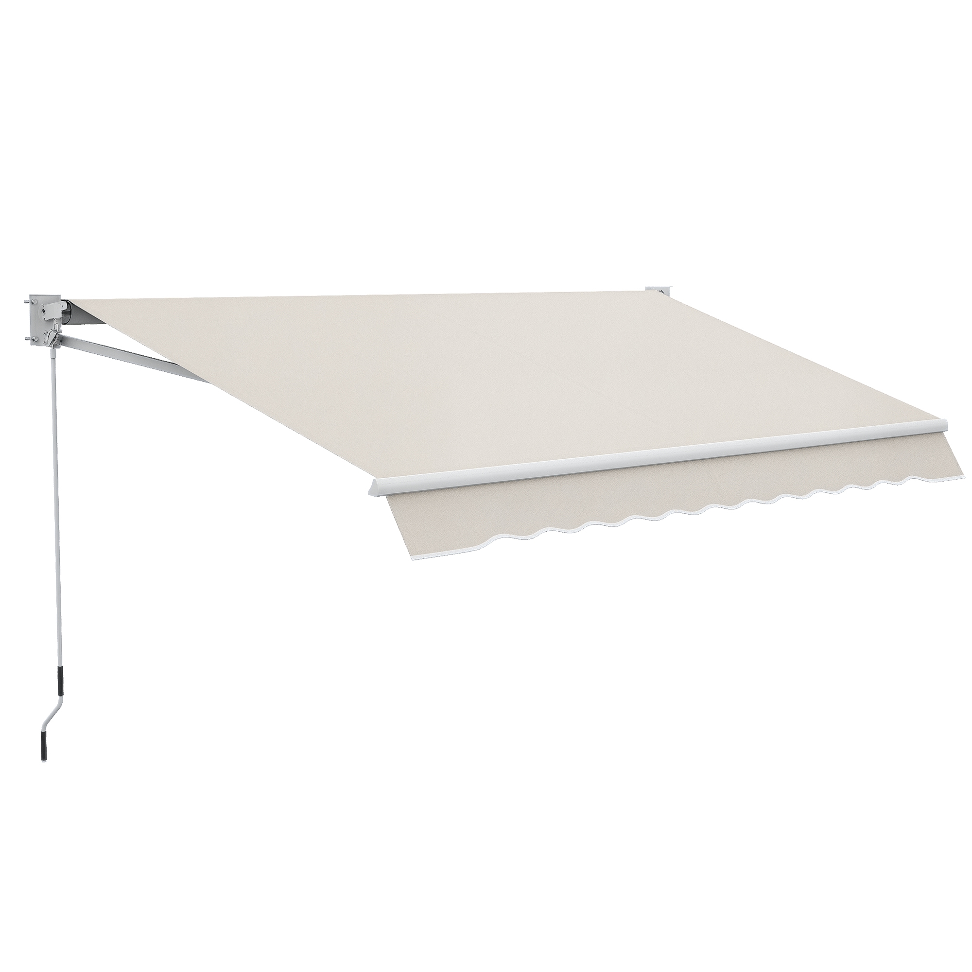 Toldo De Pared Apertura Manual De Aluminio Y Poliéster UV50+ Para Exterior Con Manivela 200x295 Cm Blanco Crema_voghion.com