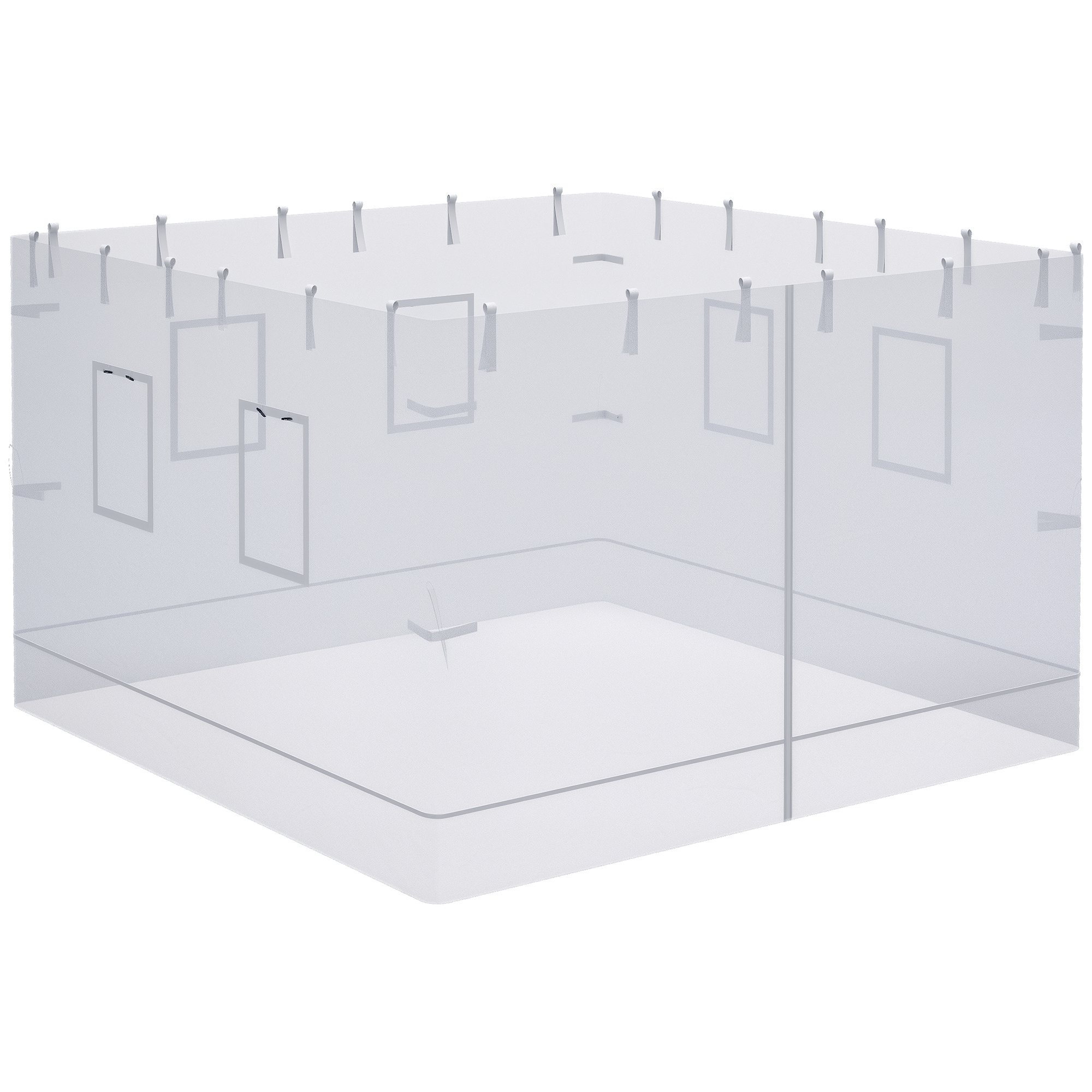 Canopy Screen Walls, Replacement Netting with 6 Service Windows and 1 Door, for 10' x 10' Canopy Tent, White