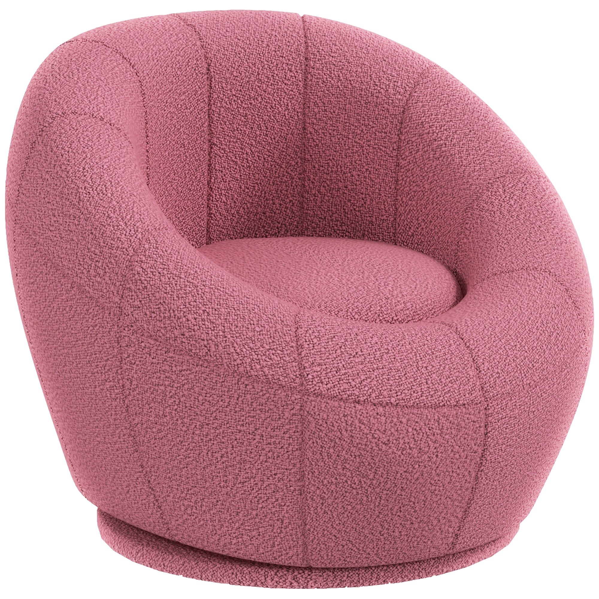 Poltroncina Piccola Moderna Rotonda. Poltrona In Peluche Con Imbottitura Spessa. 60x56x48cm. Rosa_voghion.com