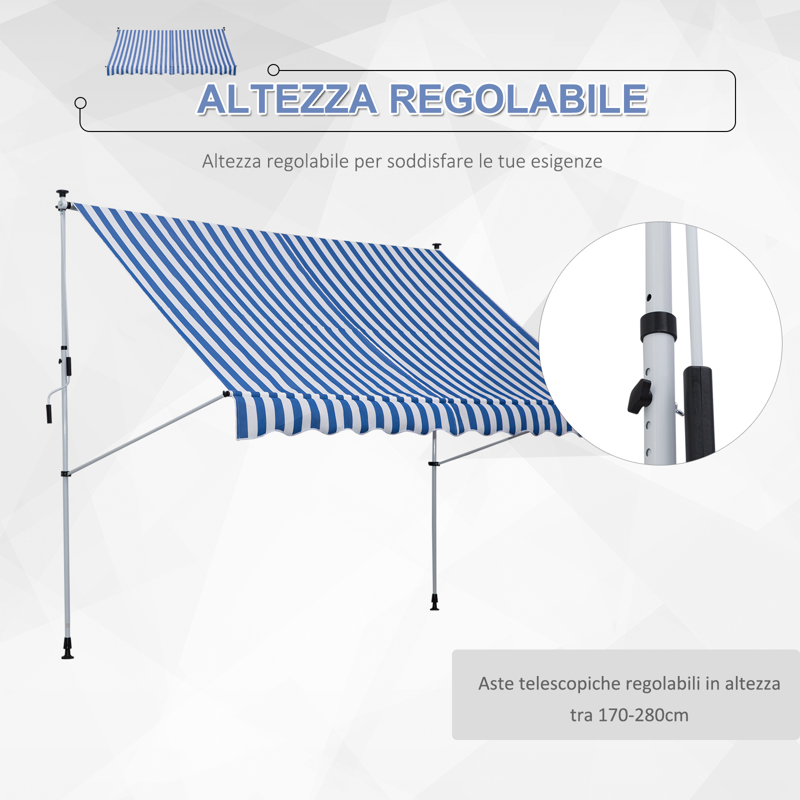 tenda in uso su terrazzo