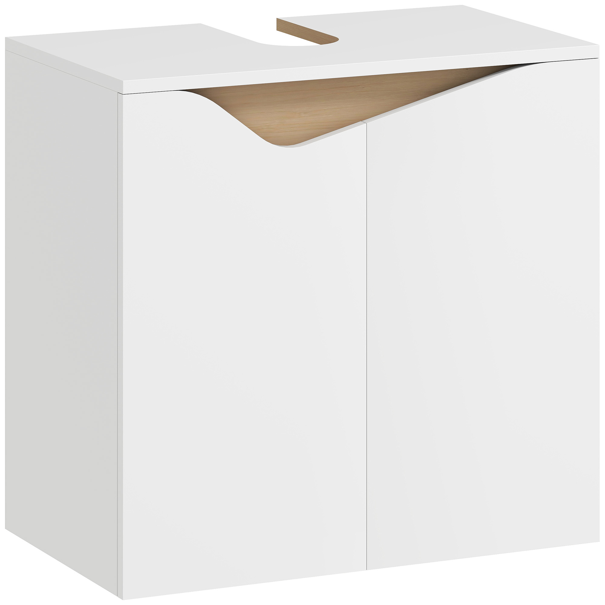 Meuble sous-vasque. Meuble de rangement pour salle de bain avec portes à fermeture amortie. Pour lavabo sans colonne. Blanc._voghion.com