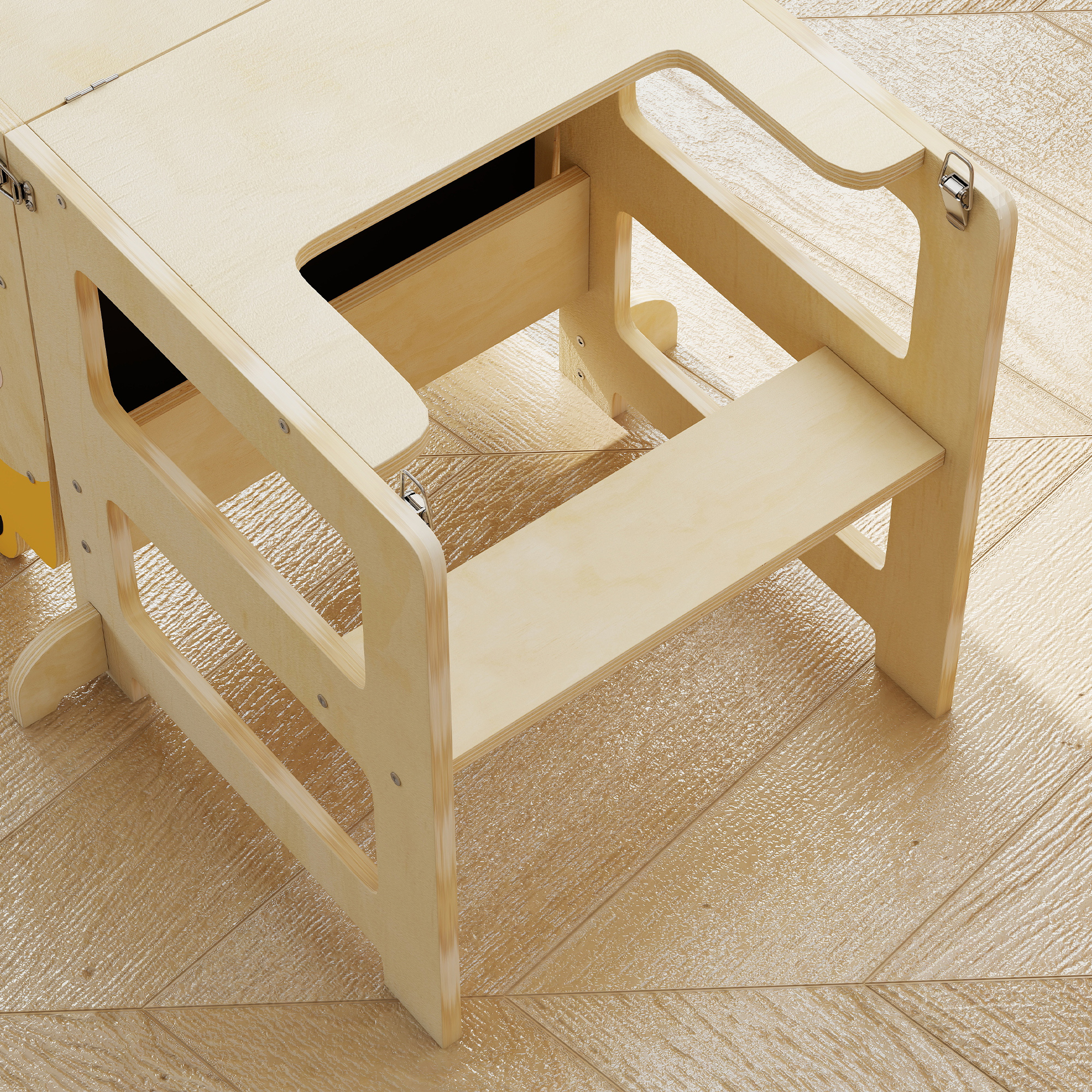 Tour Montessorienne Enfant 2-5 Ans avec Tableau Blanc et Table, en Contreplaqué,