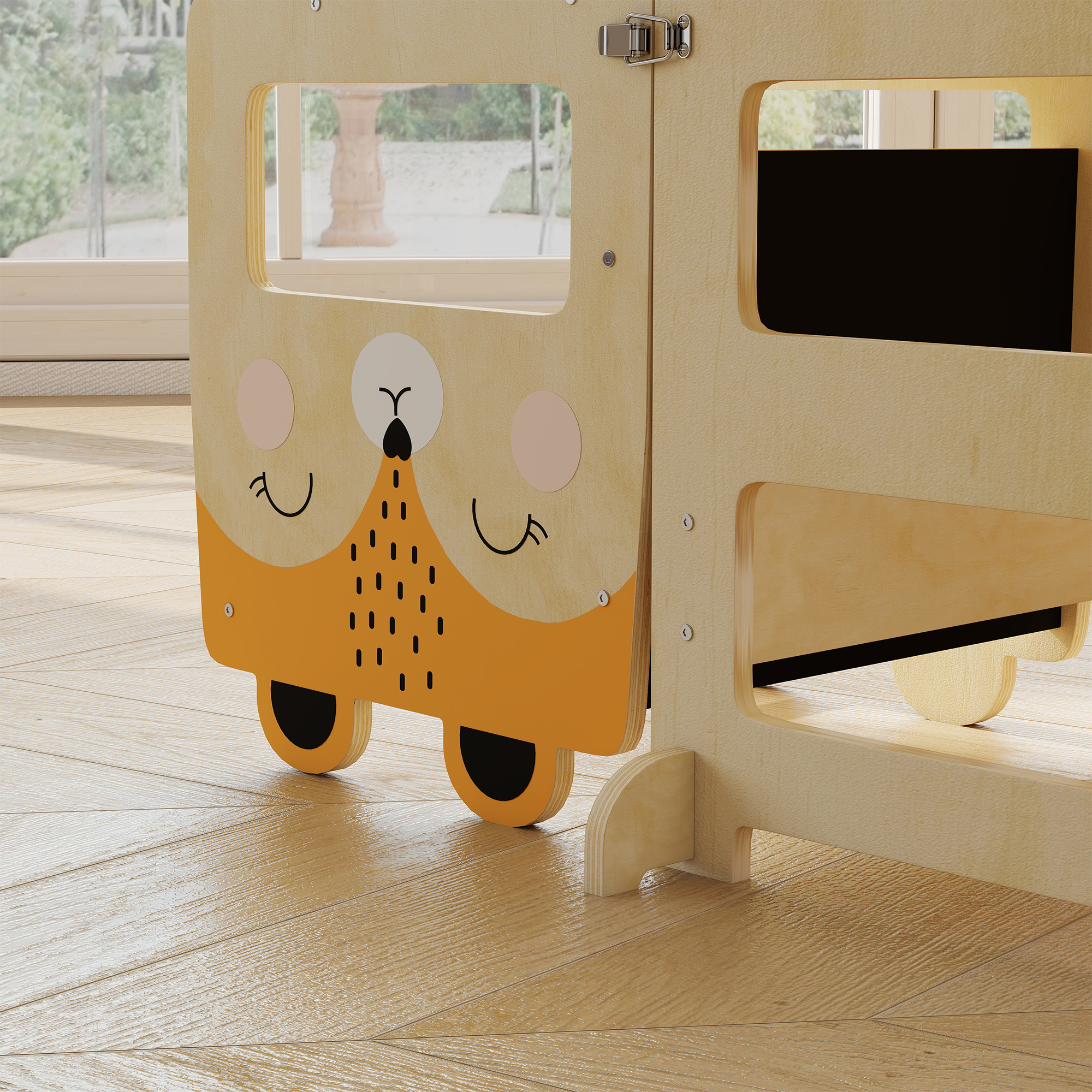 Tour Montessorienne Enfant 2-5 Ans avec Tableau Blanc et Table, en Contreplaqué,