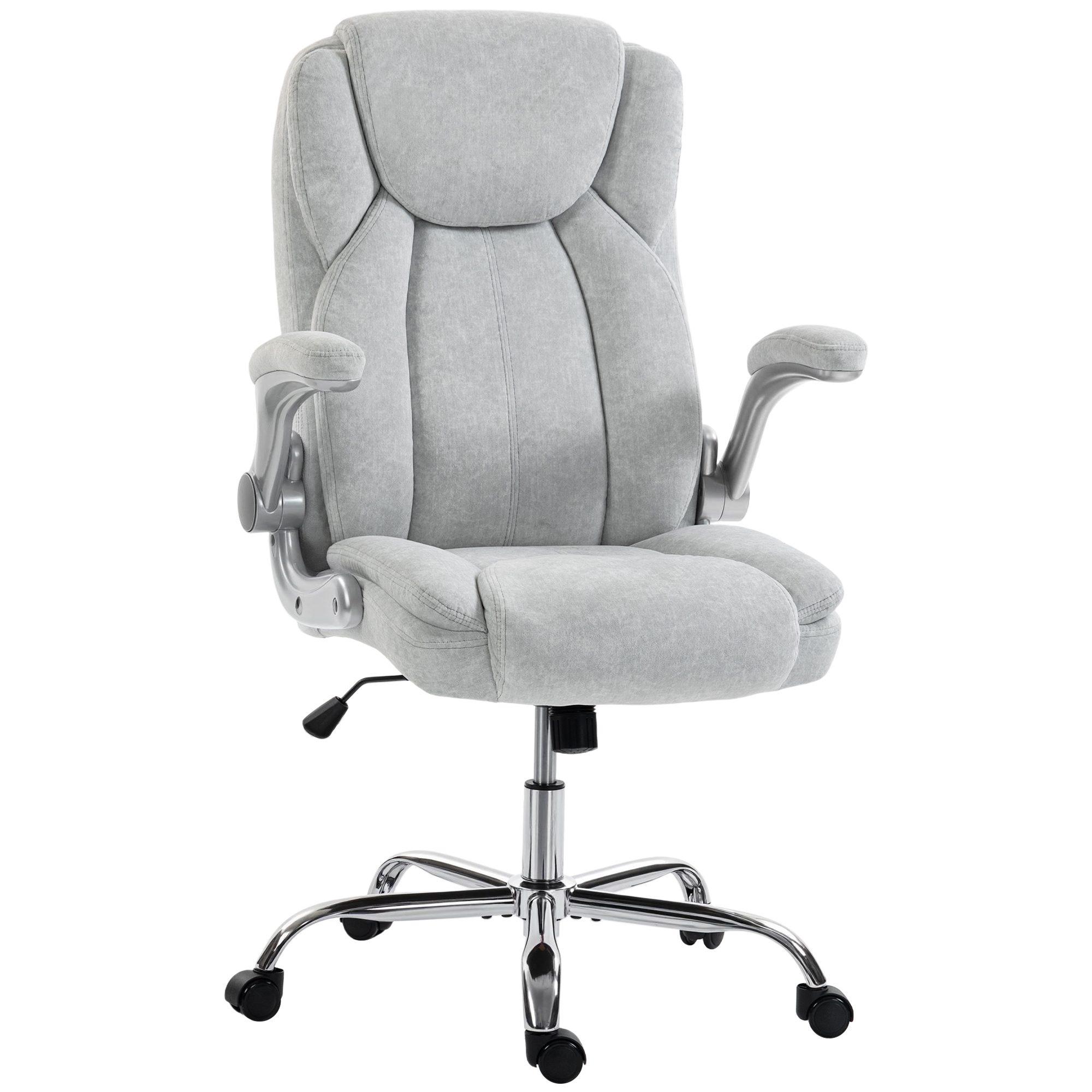 Sedia Ergonomique, Schienale Alto Velluto Stampato, Braccioli Ribaltabili, Bianco Crema_voghion.com