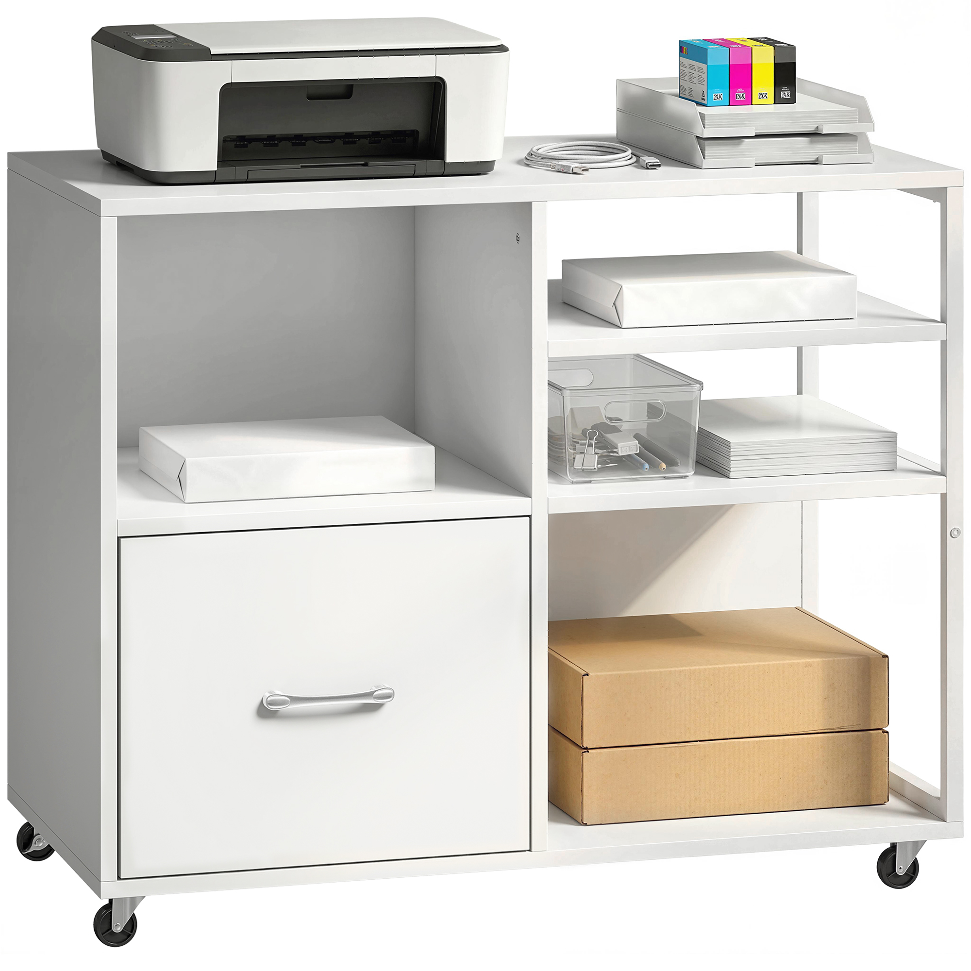 tavolo Stampante Con Ruote E Cassetto A4, Ideale Per Casa E Ufficio._voghion.com