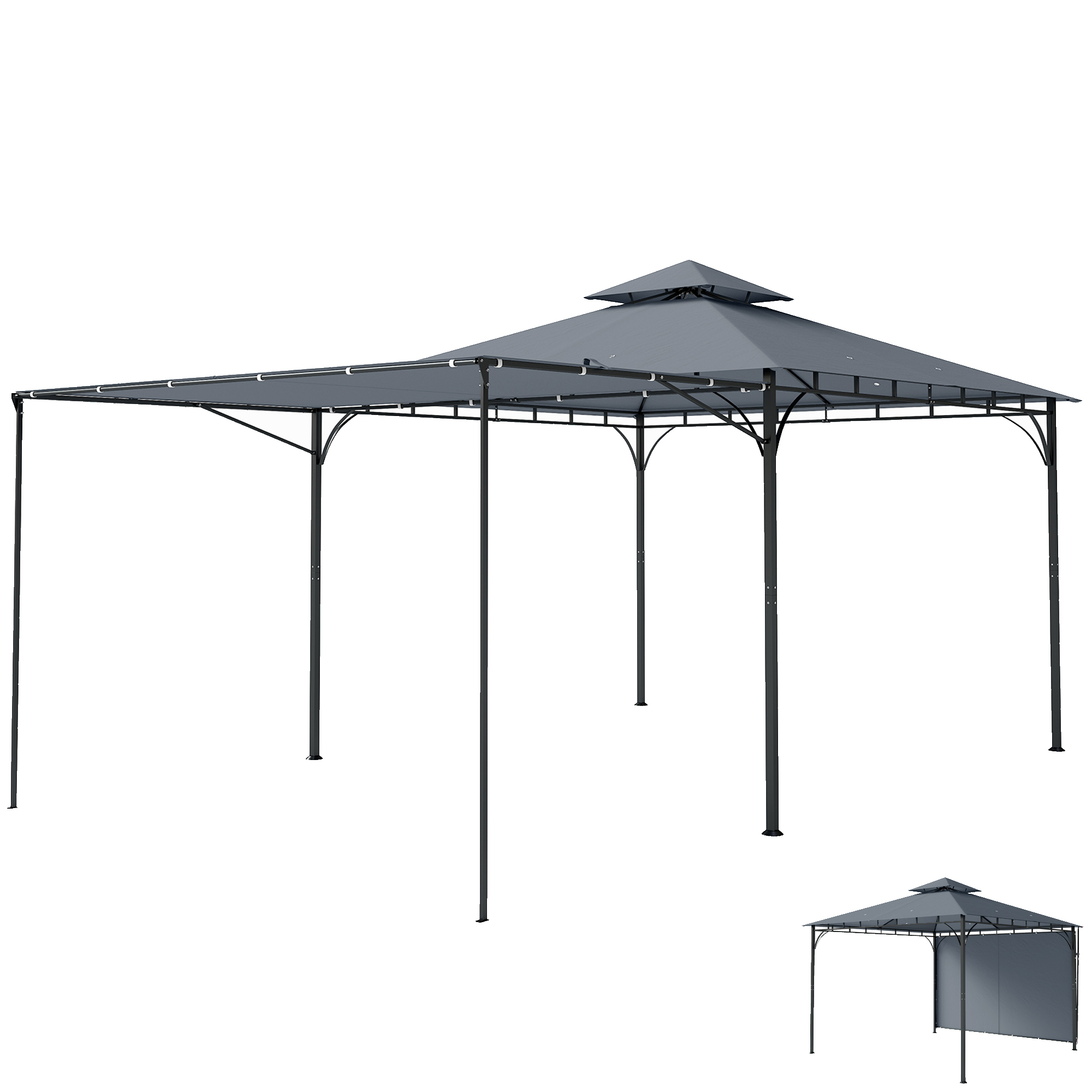 Gartenpavillon für Garten Ausziehbar 320x320cm Dunkelgrau UPF30+