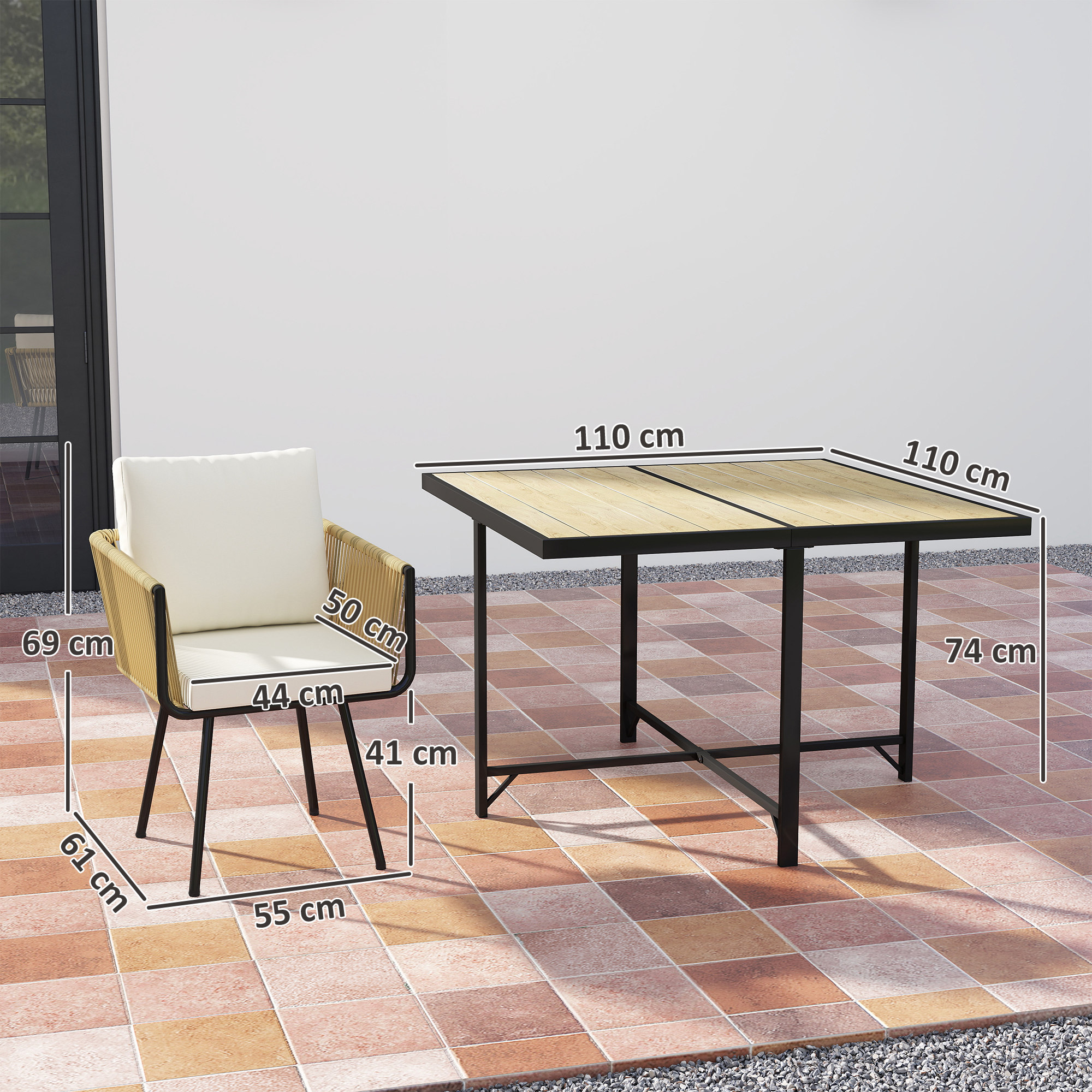 Telaio in metallo + rattan PE - stabile