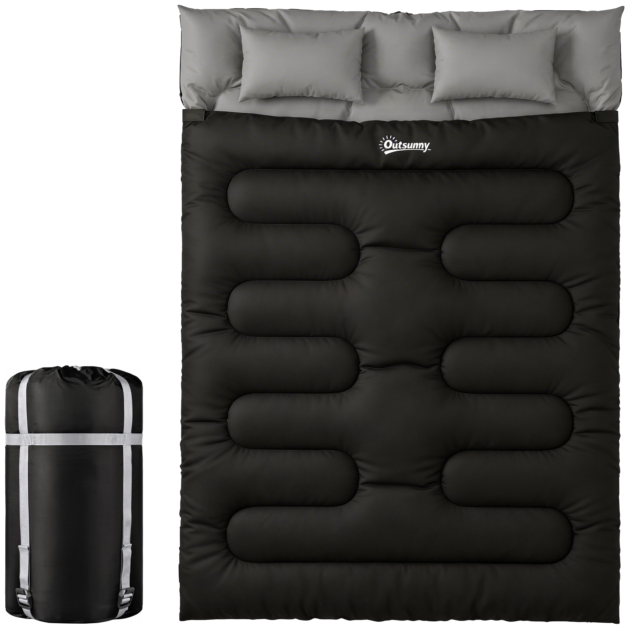 Sac de couchage double king-size noir vue générale