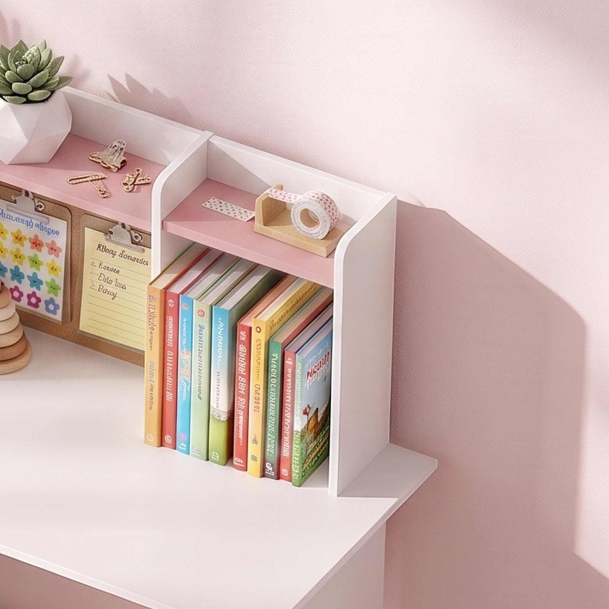 Set Bureau et Chaise Enfant 5-12 Ans avec Bibliothèque, Porte-Stylo, Support Tab