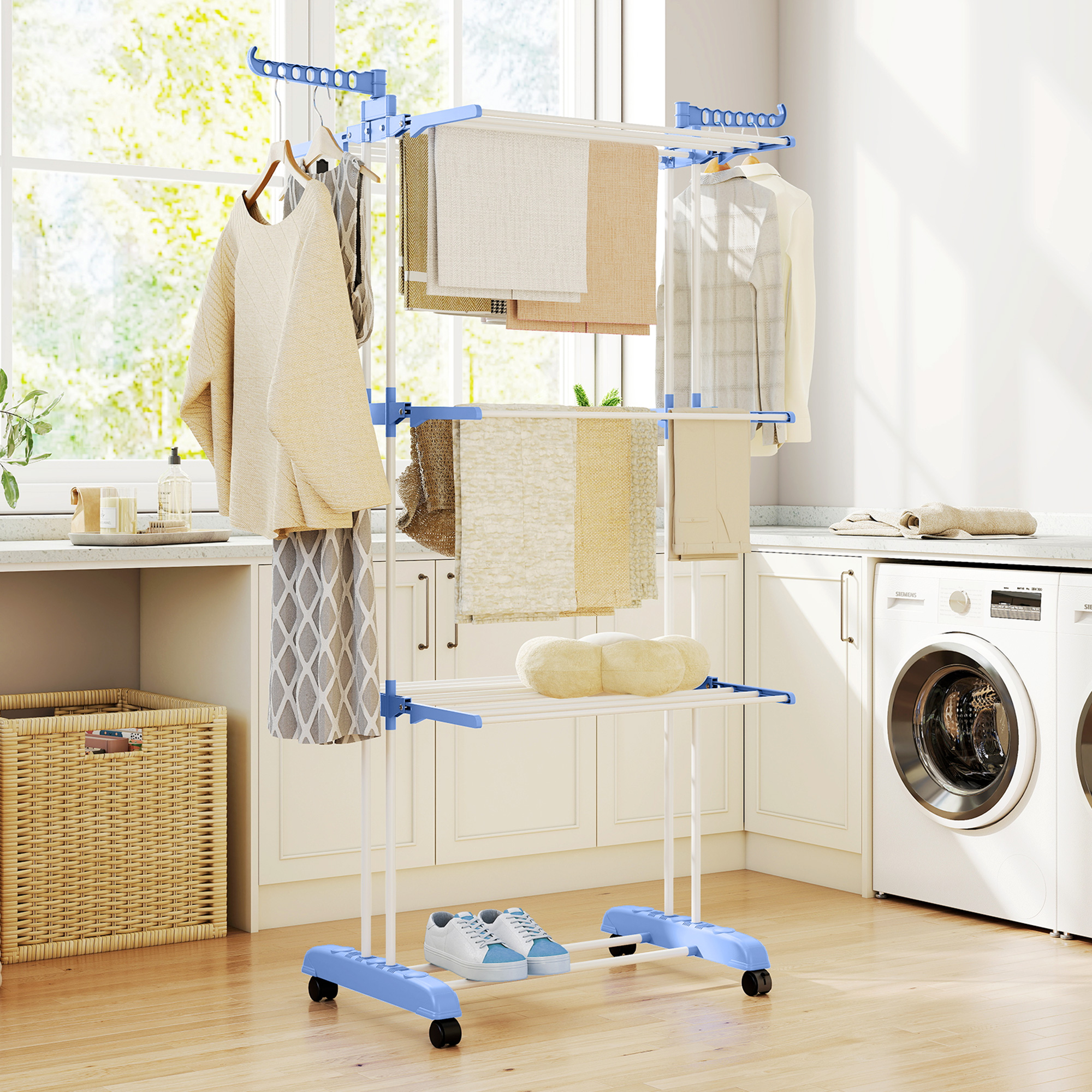 Séchoir pliable avec 4 roues