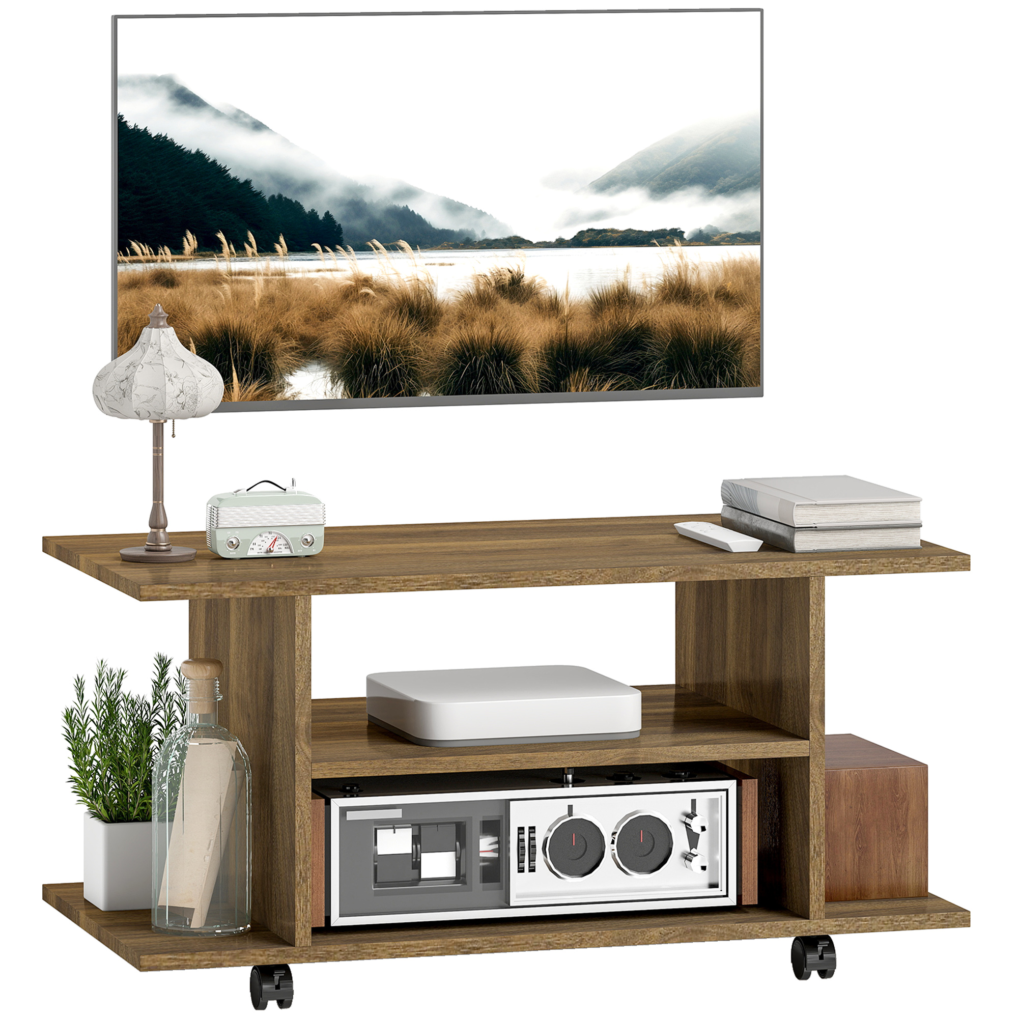 Meuble TV noyer avec roues