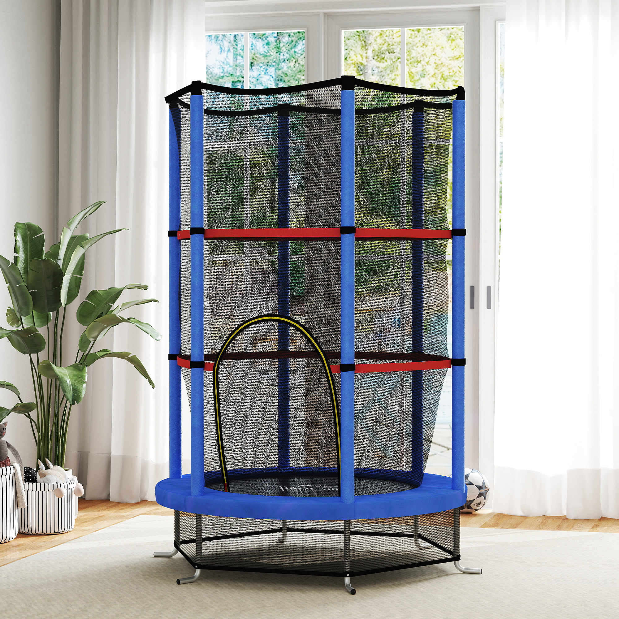 Trampoline enfant bleu noir