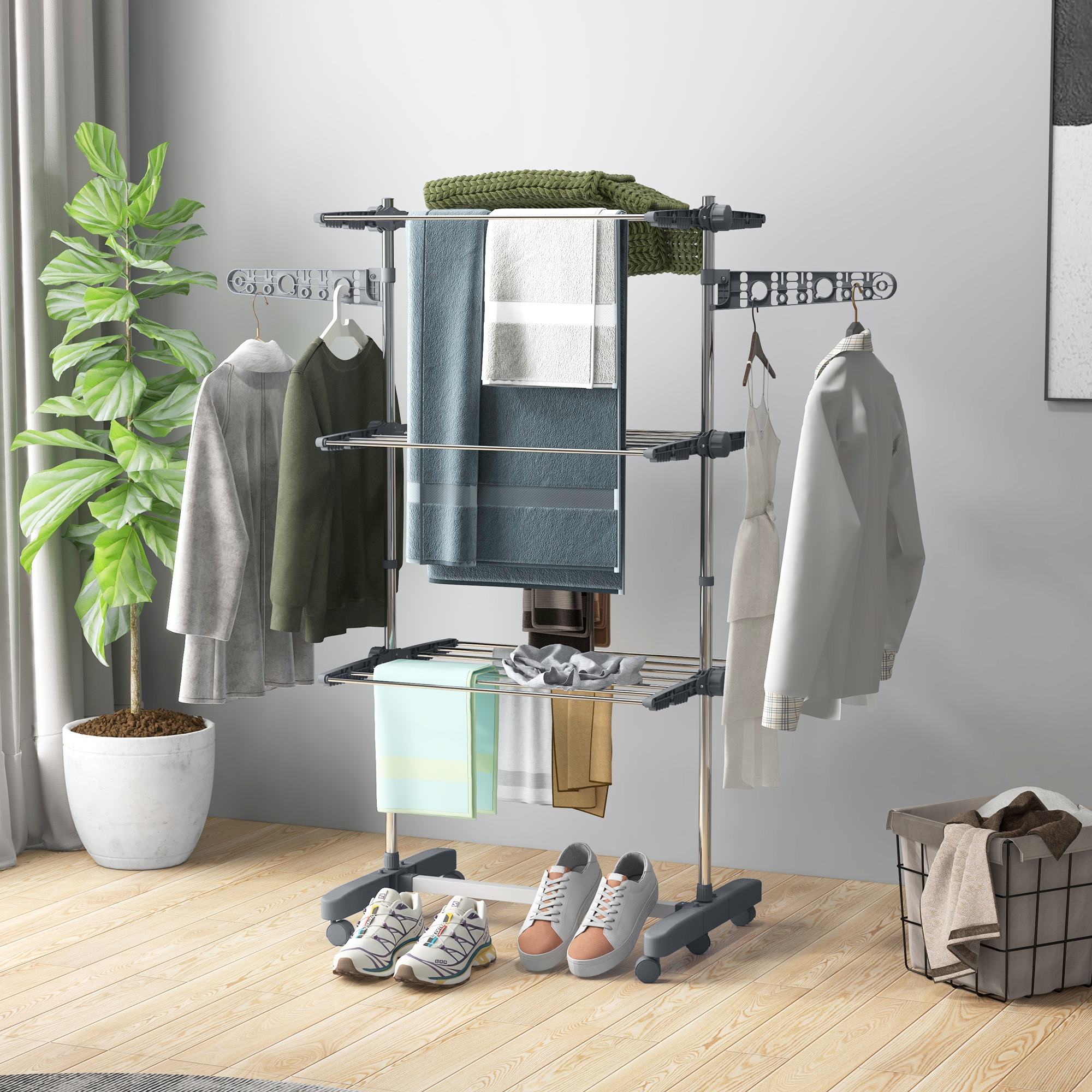 Séchoir à linge pliable gris
