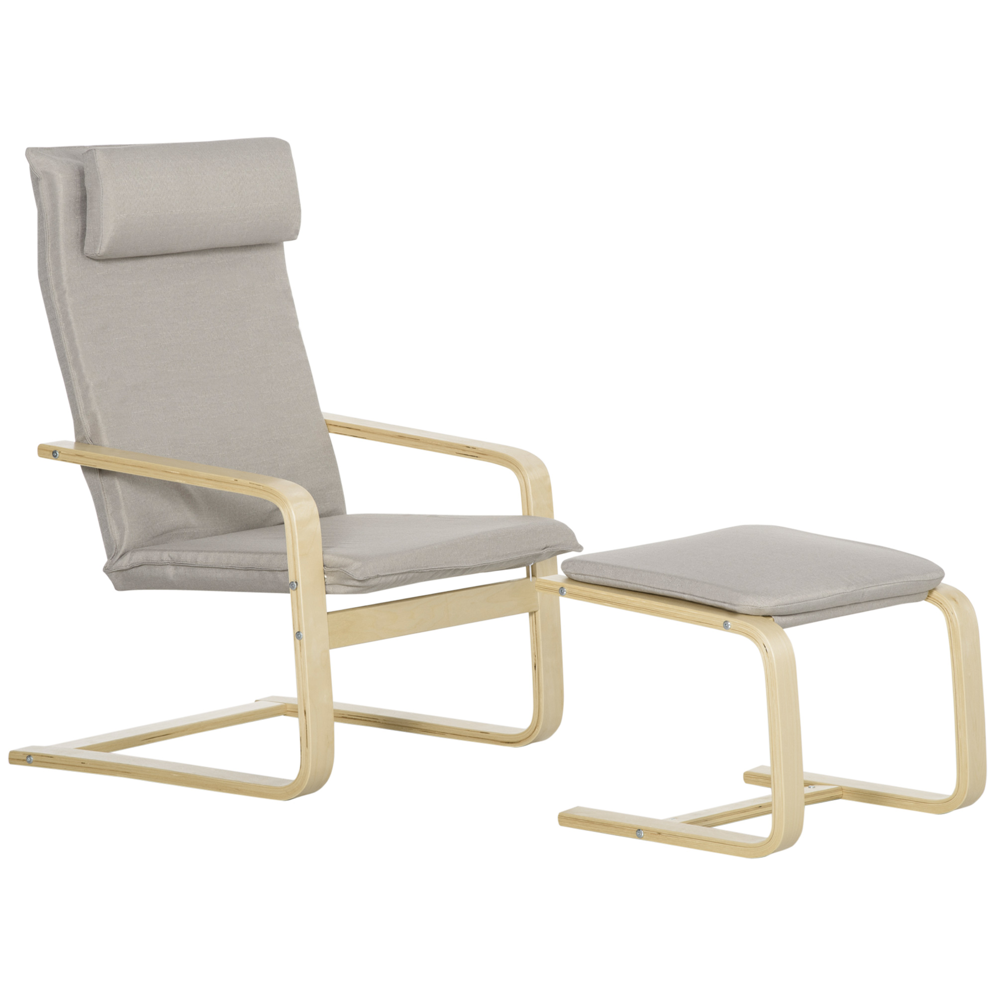 Fauteuil structure bois revêtement effet lin