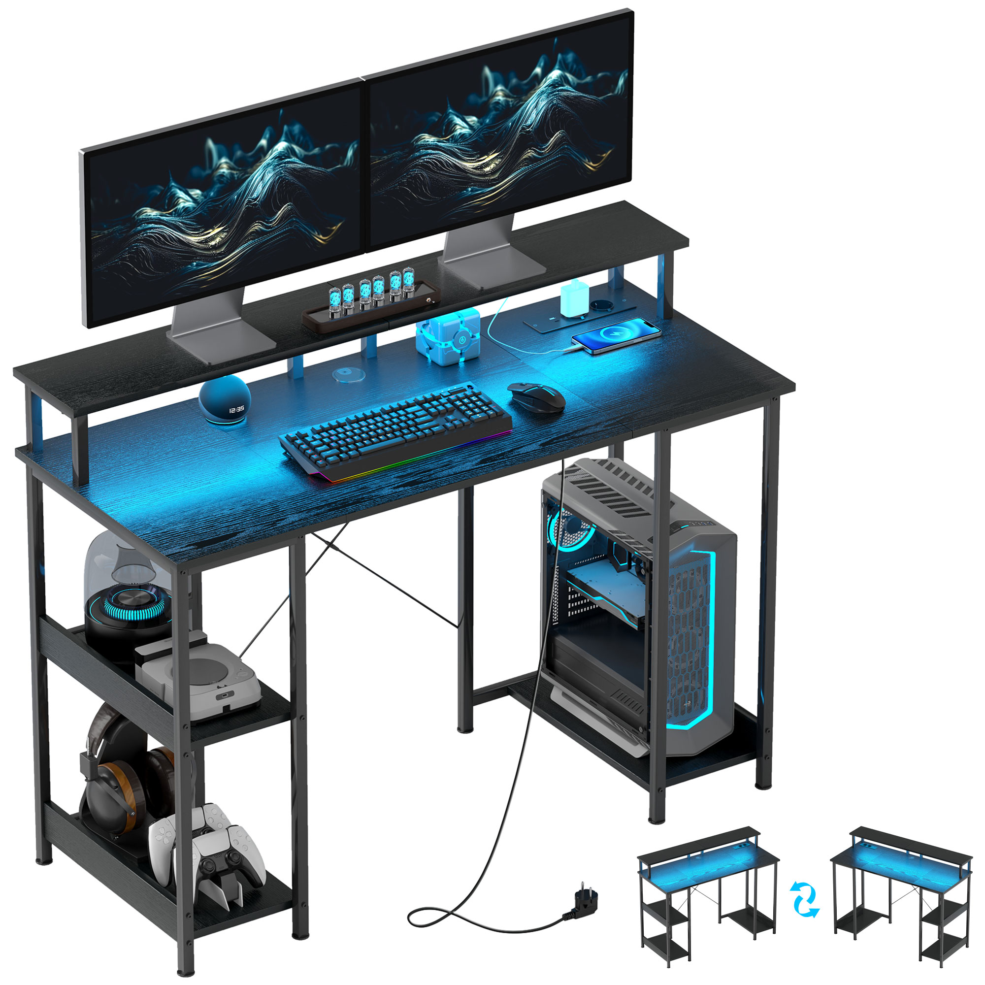 Bureau PC réversible noir
