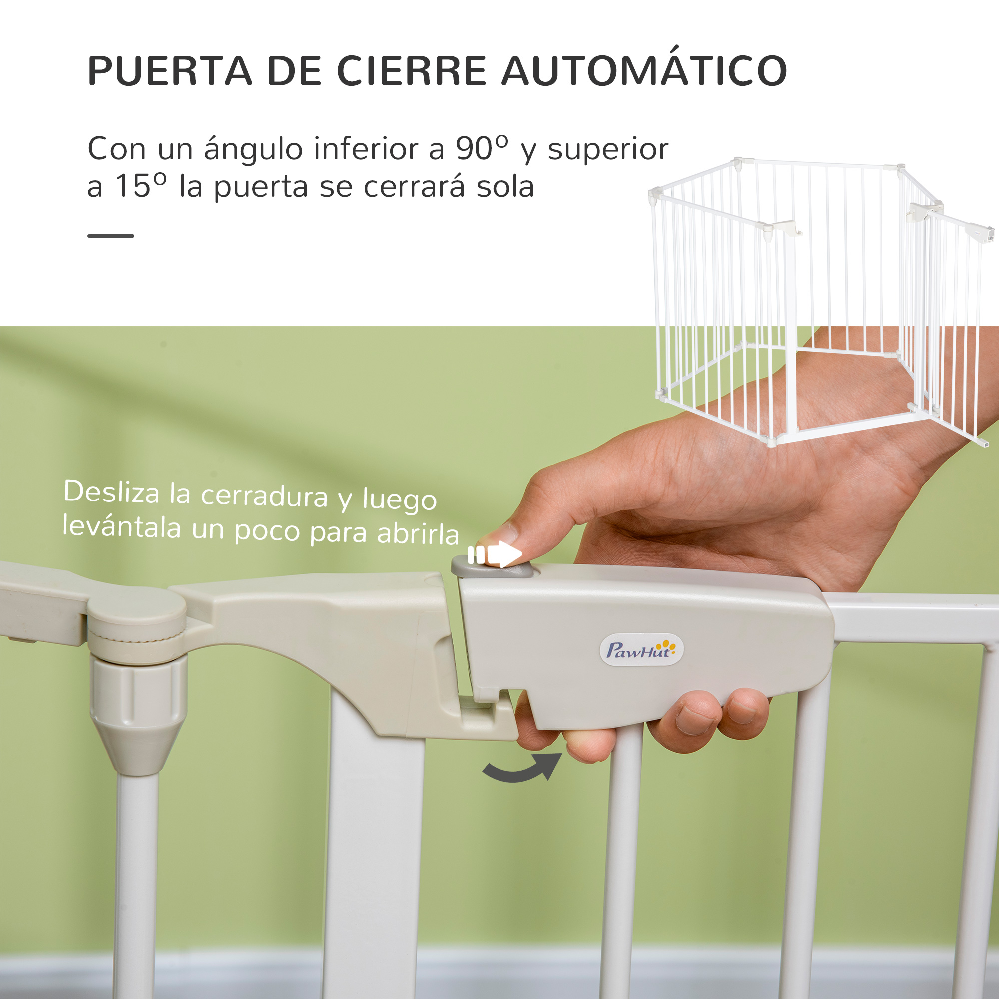 Pet Safety Gate 5 Panel Foldable For Stairs And Hallways White_voghion.com