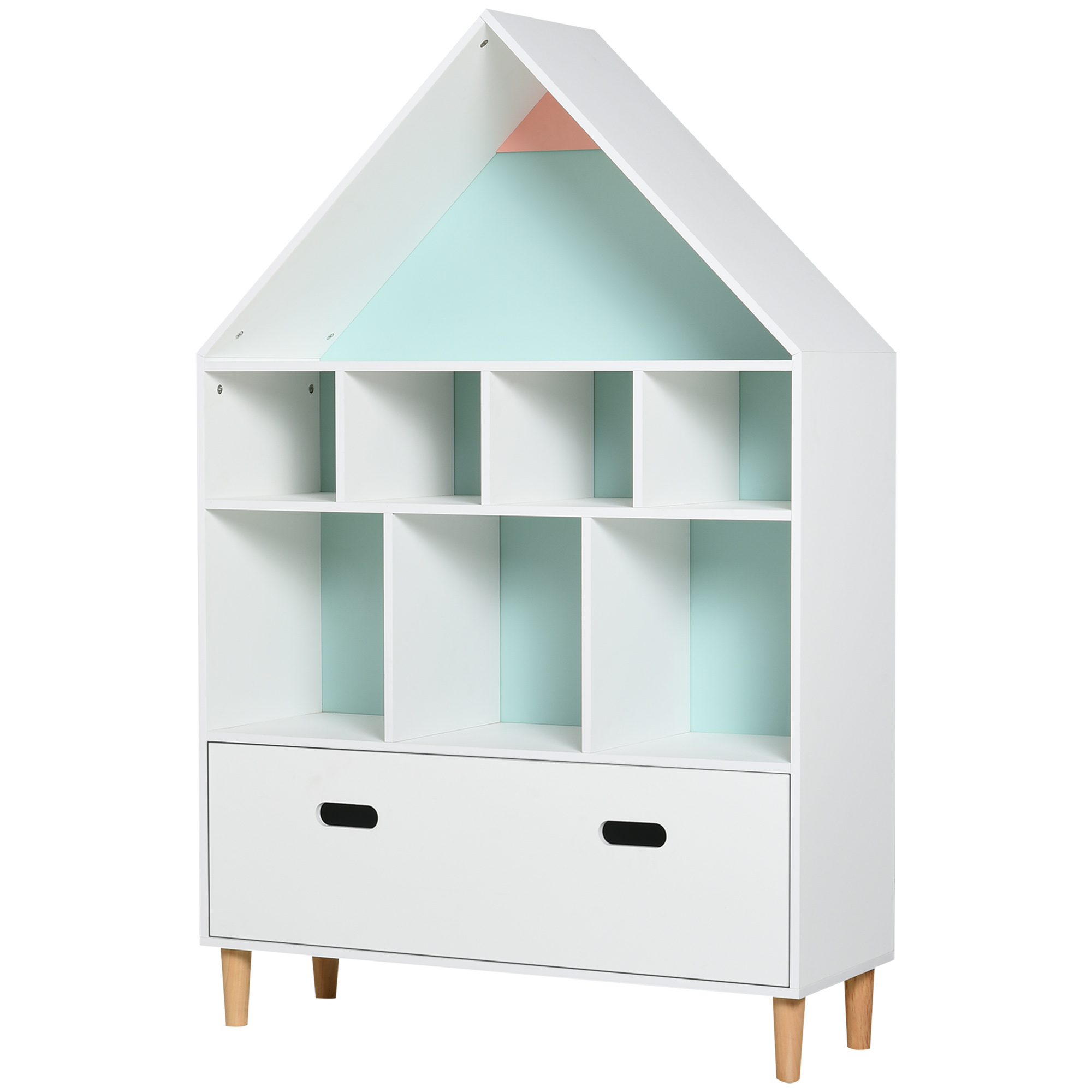 Estantería infantil casita Irovami azul y blanco