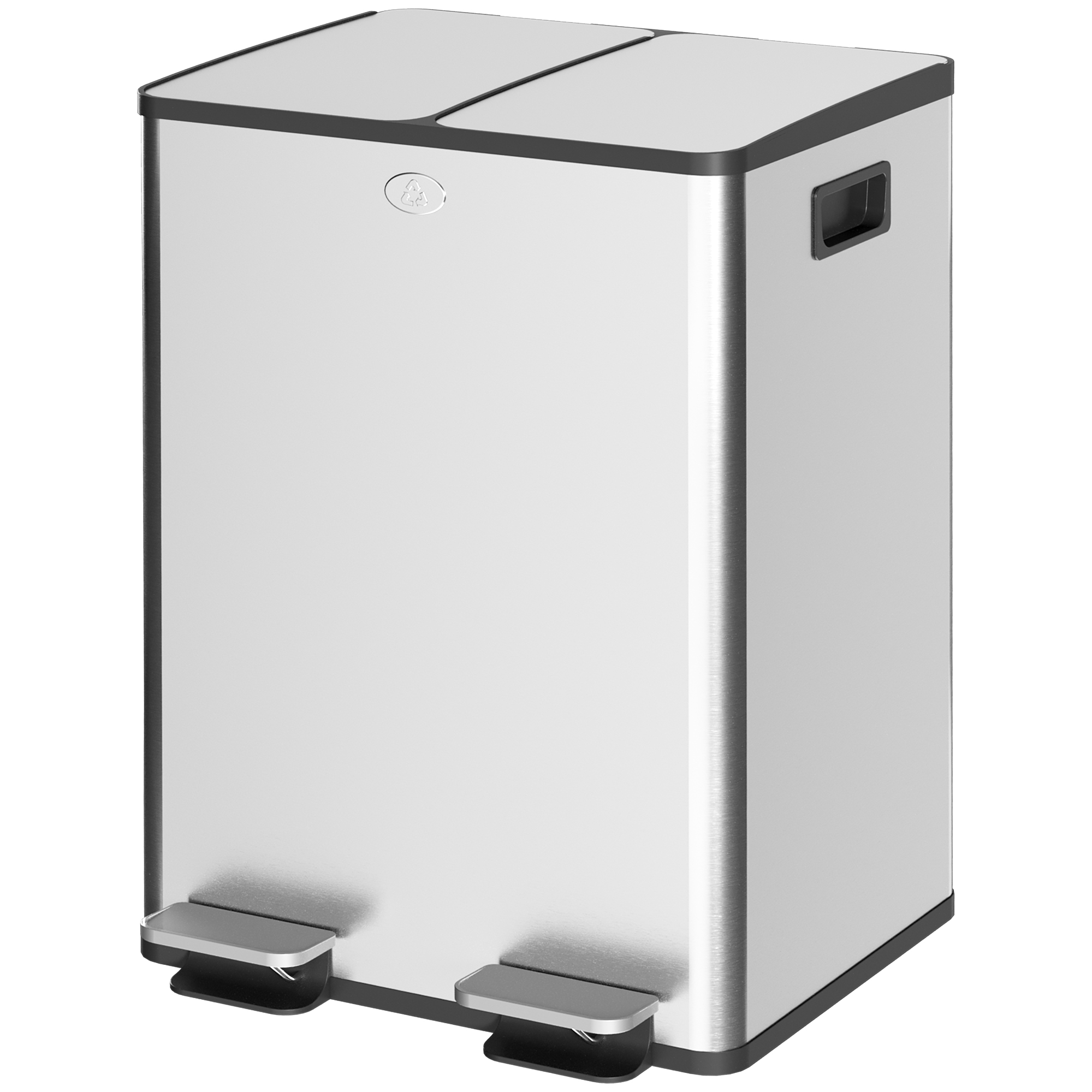 Stainless Steel Kitchen Pedal Bin With Double Compartment Lid_voghion.com