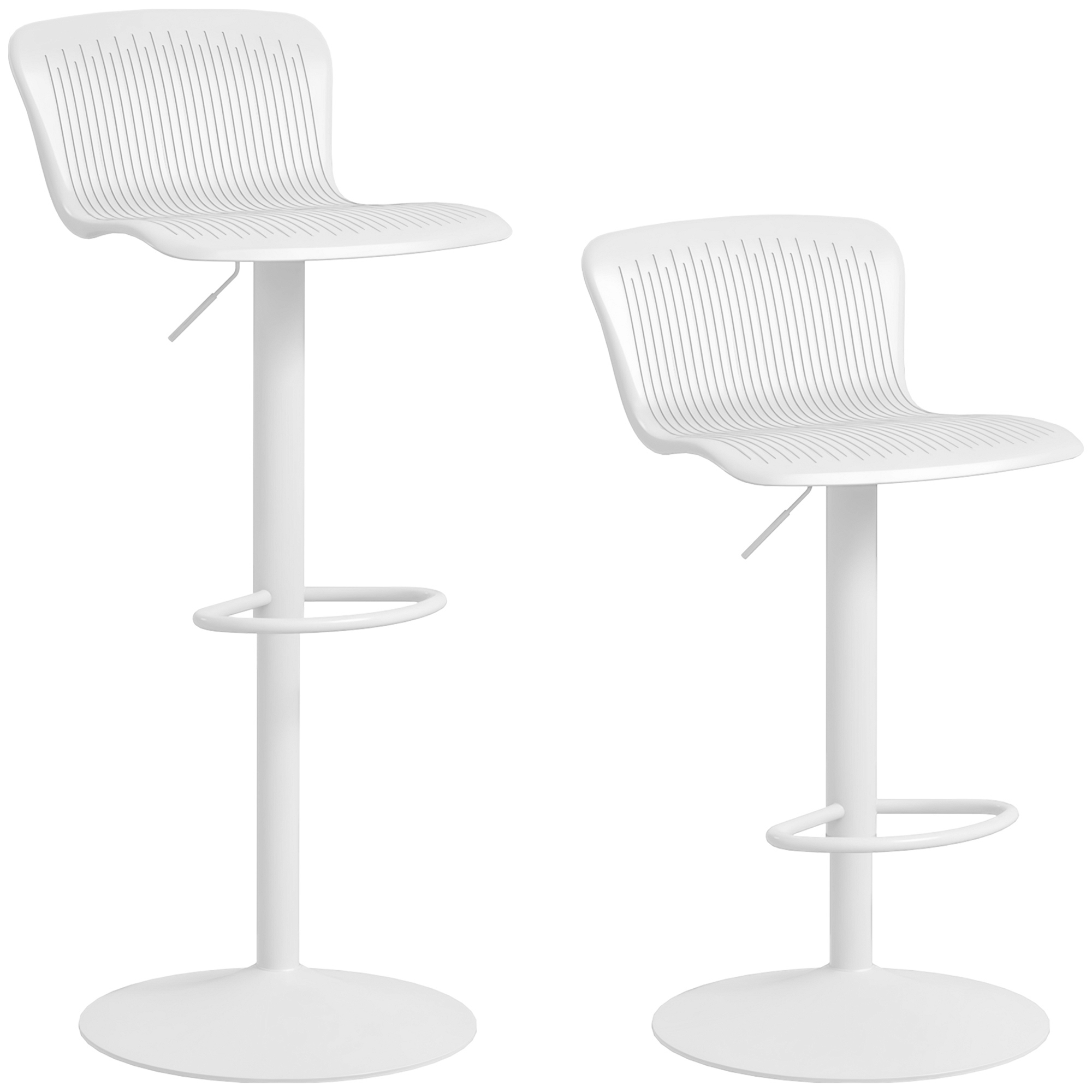 Conjunto De 2 Taburetes Altos De Cocina Giratorios Con Respaldo Y Altura Ajustable Carga 120 Kg Para Bar Salón Blanco_voghion.com
