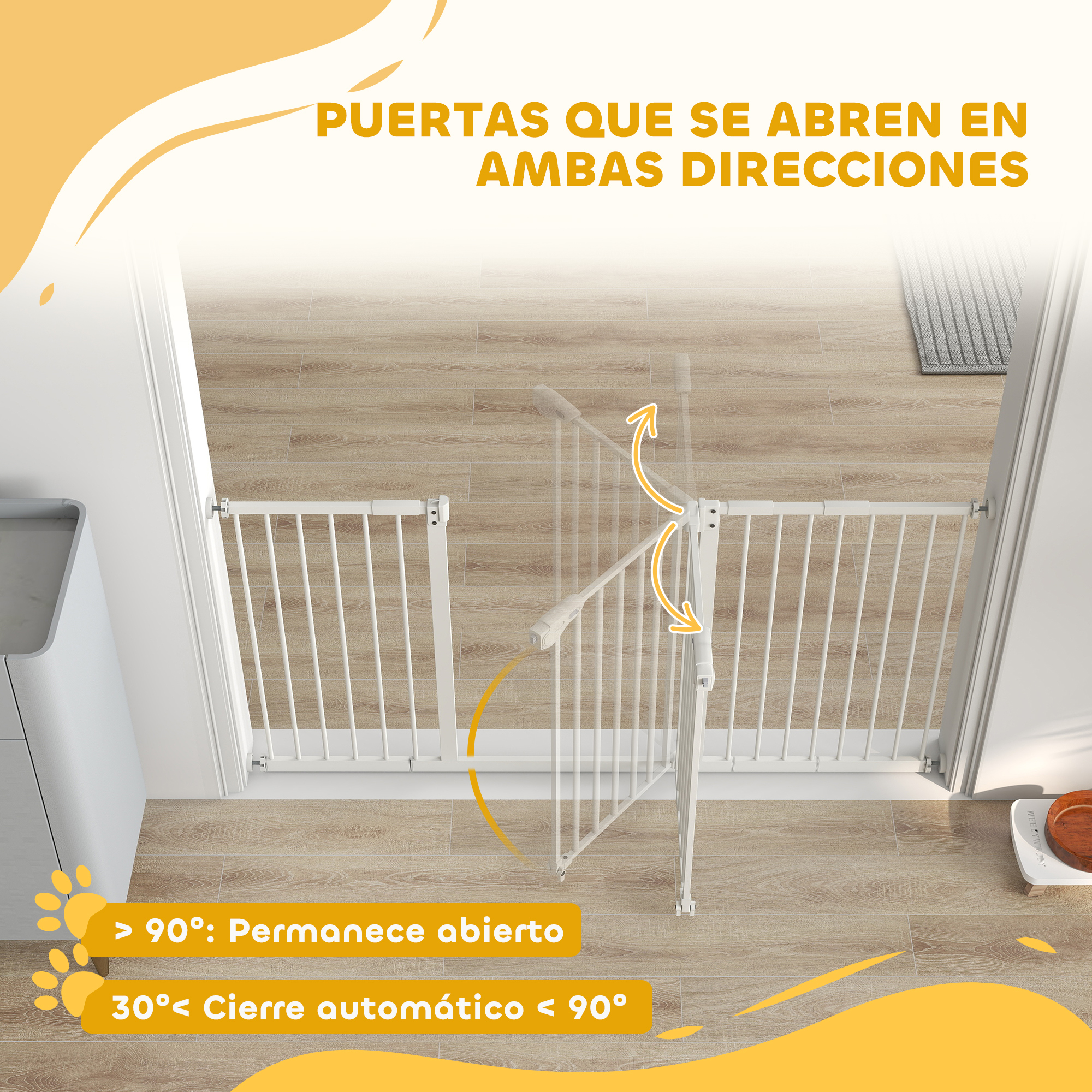Safety Gate With Auto Close And Double Lock System For Pets White_voghion.com