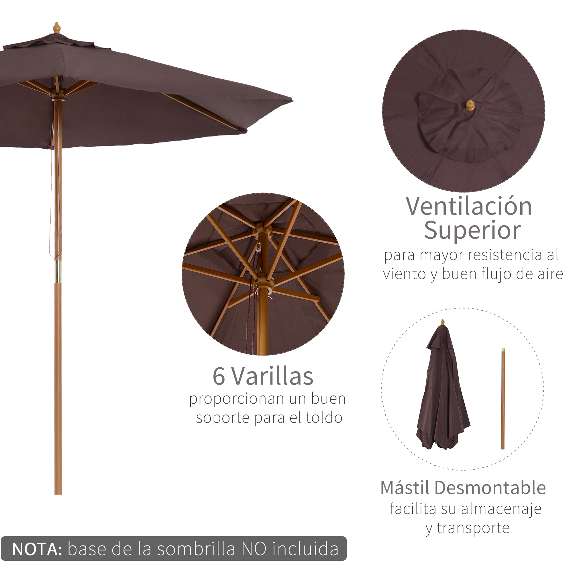 Parasol de terrasse pour jardin avec système de corde et baleines_voghion.com