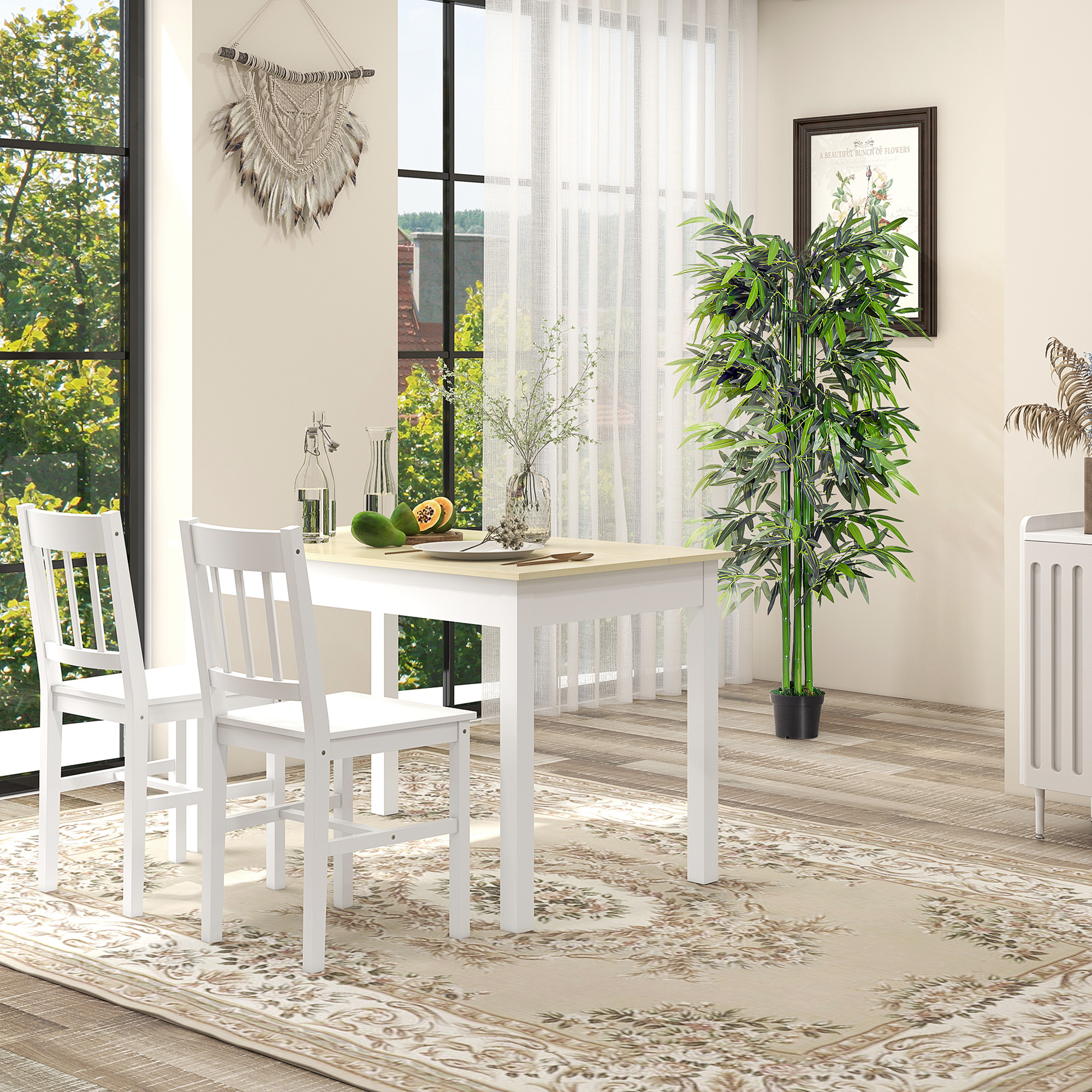 Table à manger moderne pour 4 à 6 personnes en bois chêne blanc_voghion.com