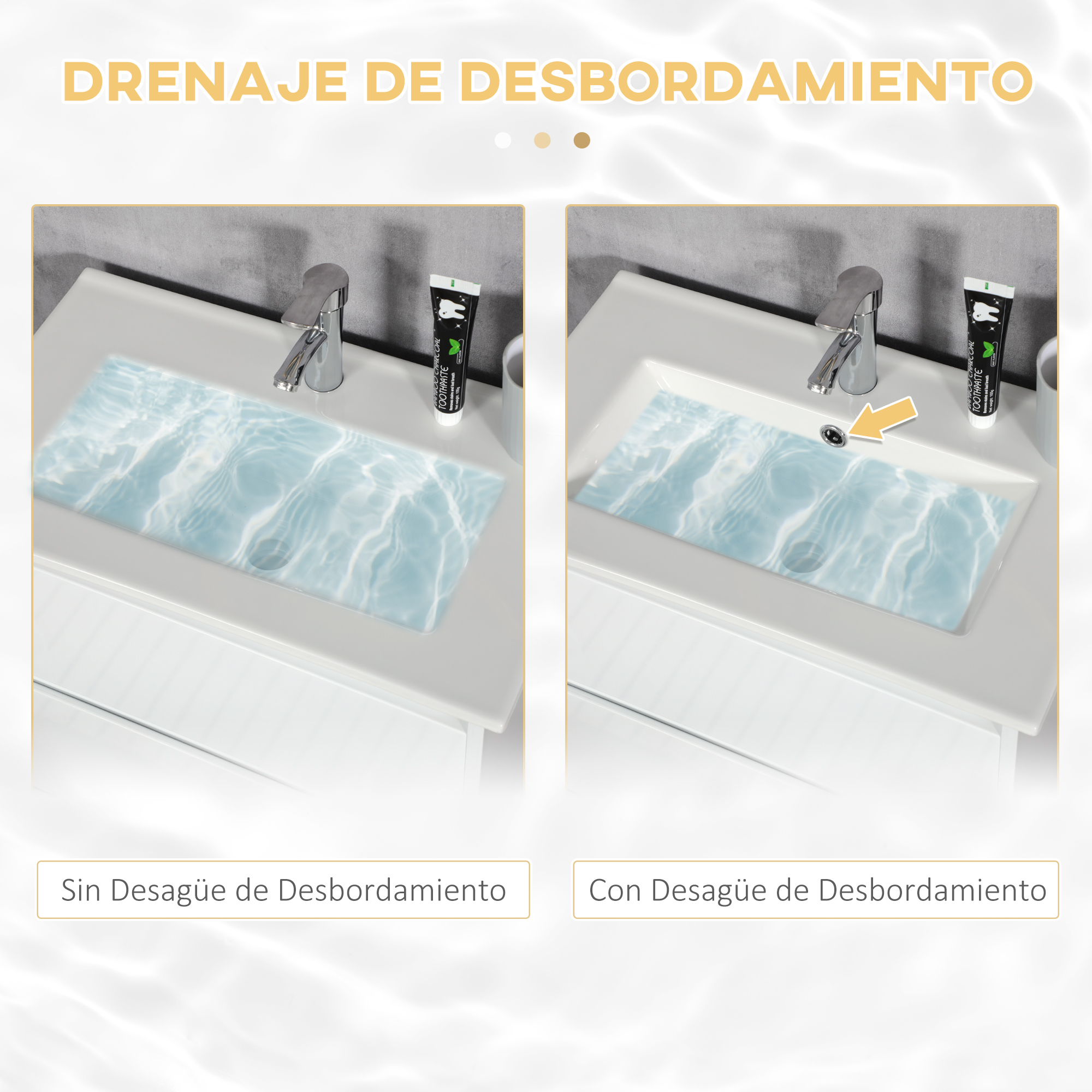 Bathroom Vanity Cabinet With Ceramic Basin And 2 Drawers White_voghion.com