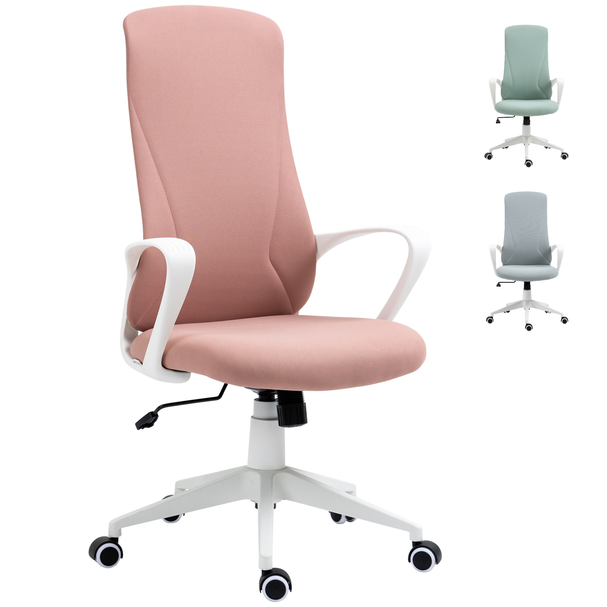 Chaise De Bureau Giratoria Altura Ajustable Avec Reposabrazos Función De Basculante Respaldo Alto 62x56x110-119,5cm Rose_voghion.com