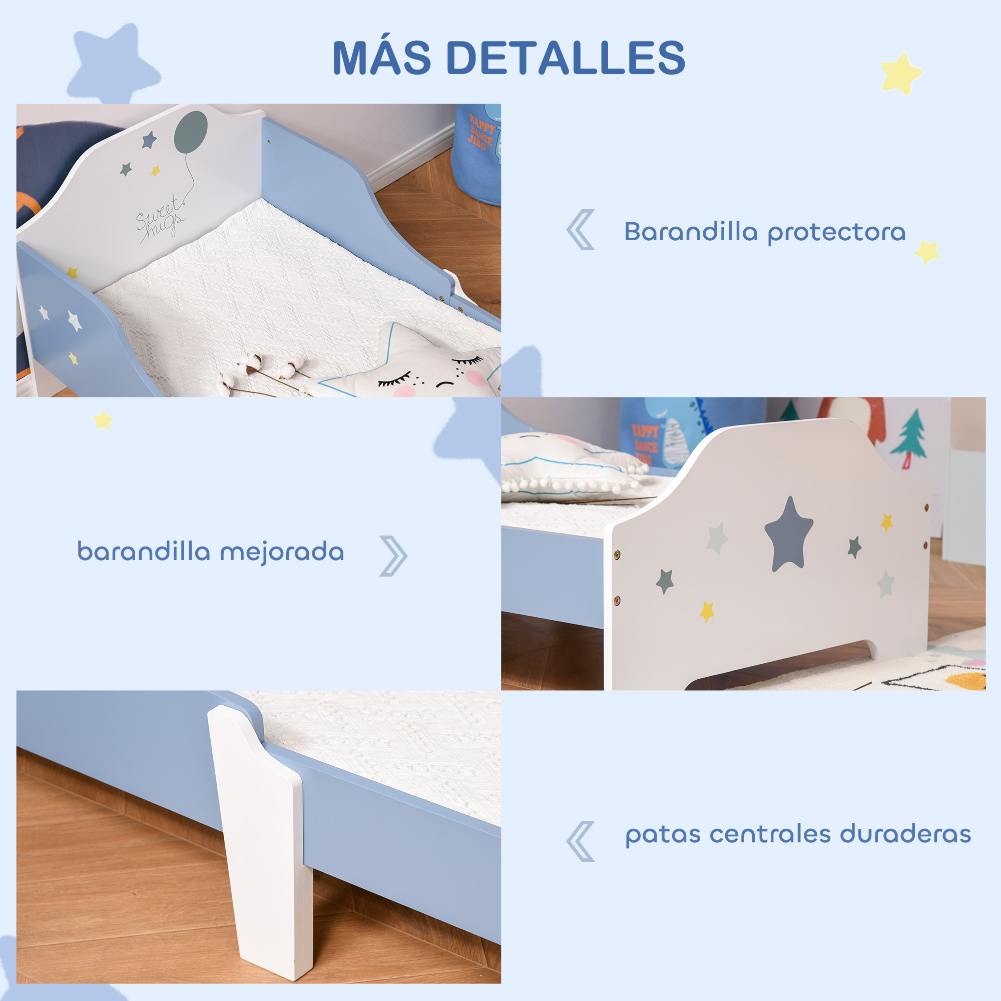 Kinderbett Aus Holz Mit Sternenmotiv Für Kinder Blau_voghion.com